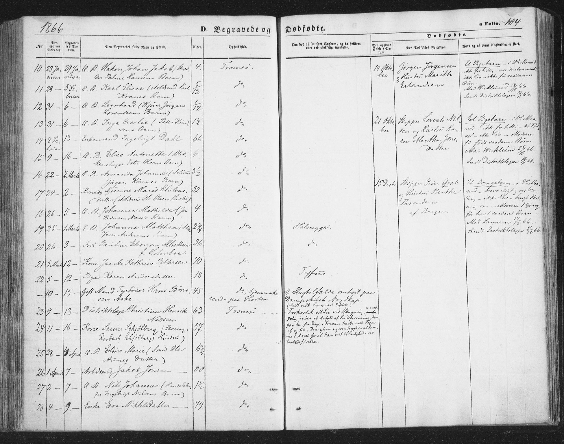 Tromsø sokneprestkontor/stiftsprosti/domprosti, SATØ/S-1343/G/Ga/L0012kirke: Parish register (official) no. 12, 1865-1871, p. 184