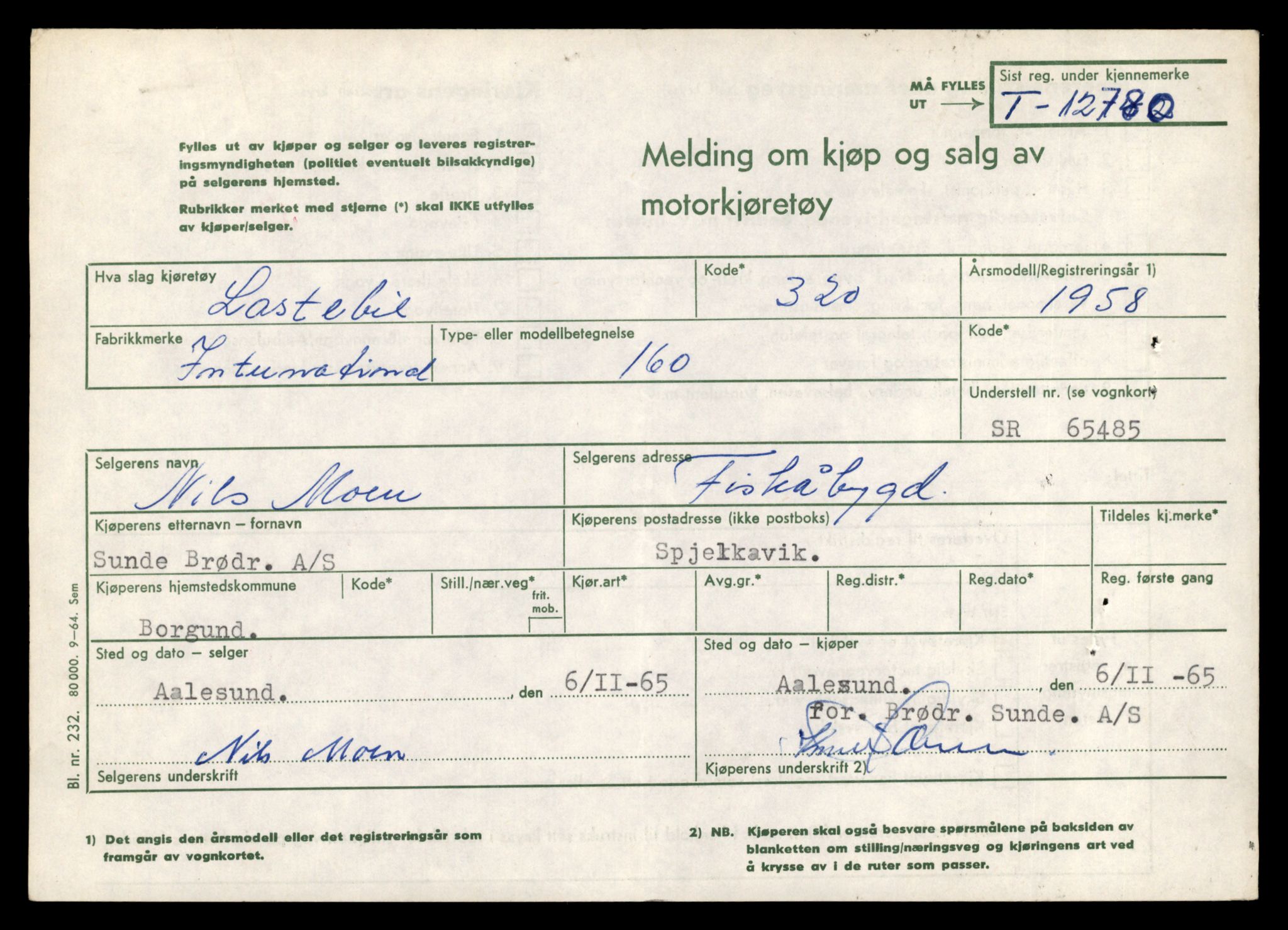Møre og Romsdal vegkontor - Ålesund trafikkstasjon, AV/SAT-A-4099/F/Fe/L0035: Registreringskort for kjøretøy T 12653 - T 12829, 1927-1998, p. 2128