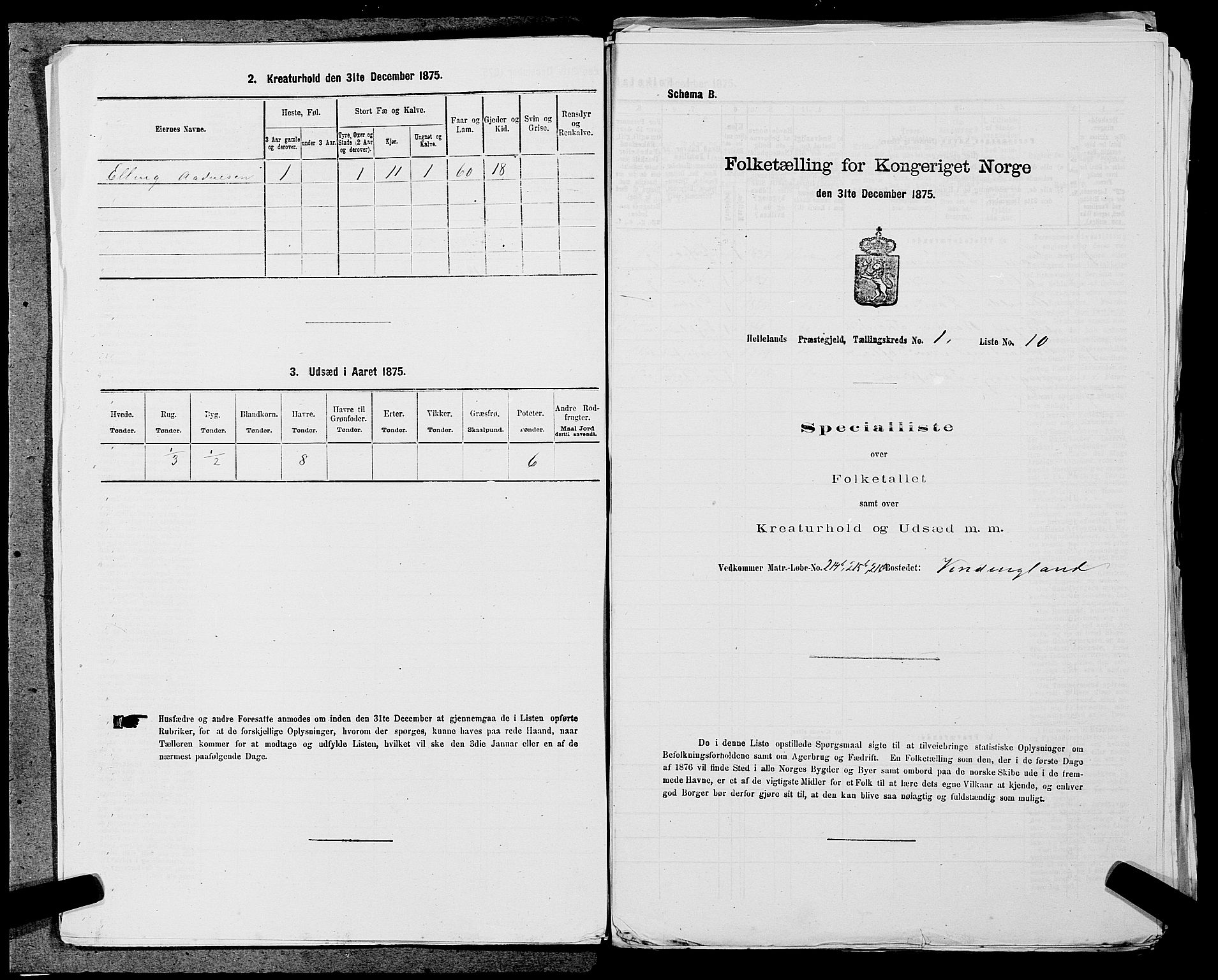 SAST, 1875 census for 1115P Helleland, 1875, p. 528