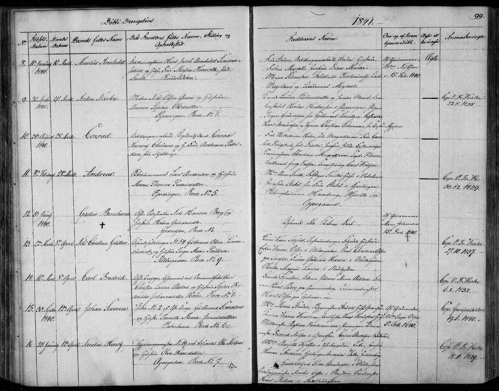 Garnisonsmenigheten Kirkebøker, SAO/A-10846/F/Fa/L0006: Parish register (official) no. 6, 1828-1841, p. 99