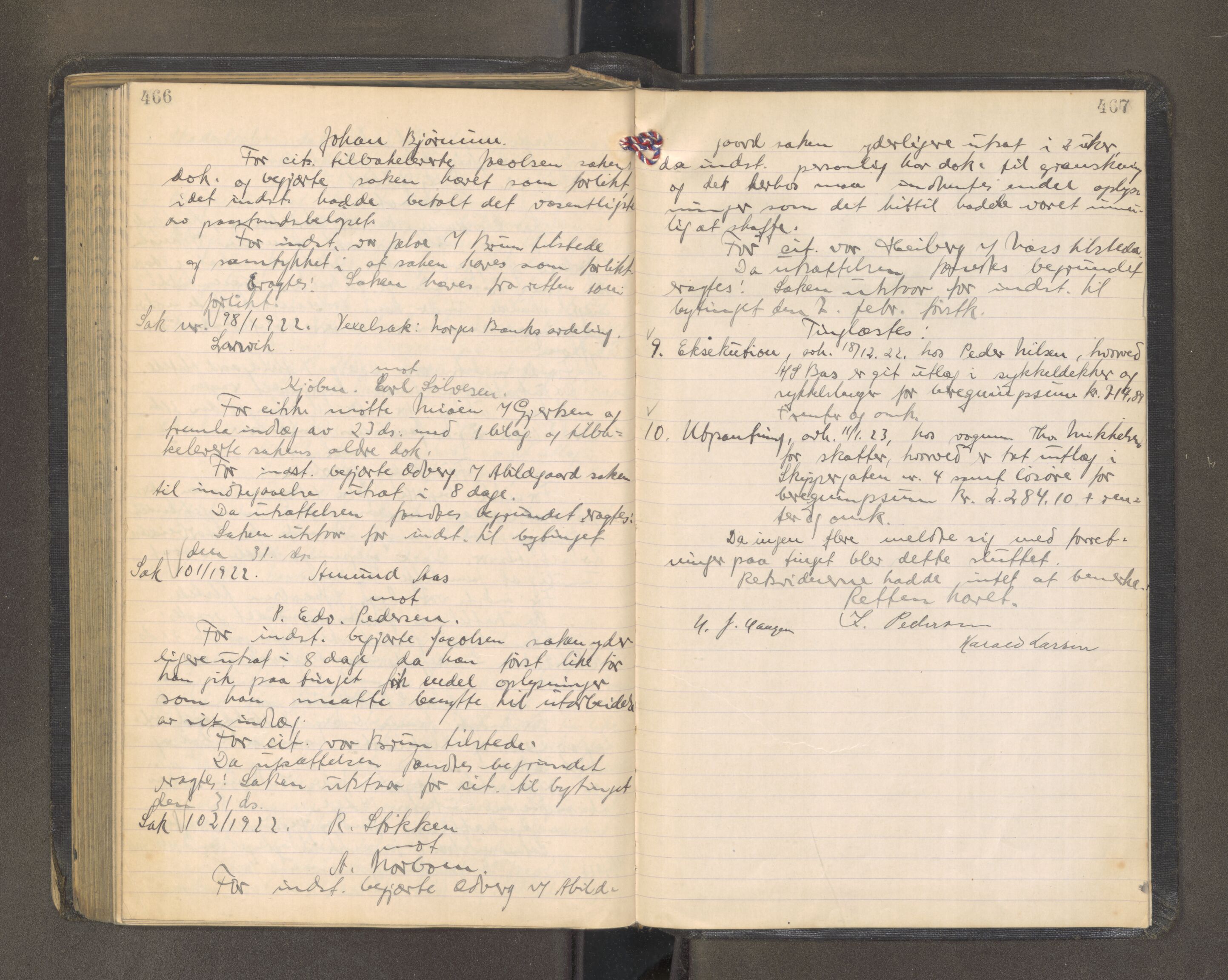 Sandefjord byfogd - 1, AV/SAKO-A-122/F/Fa/L0011: Tingbok, 1921-1923, p. 466-467