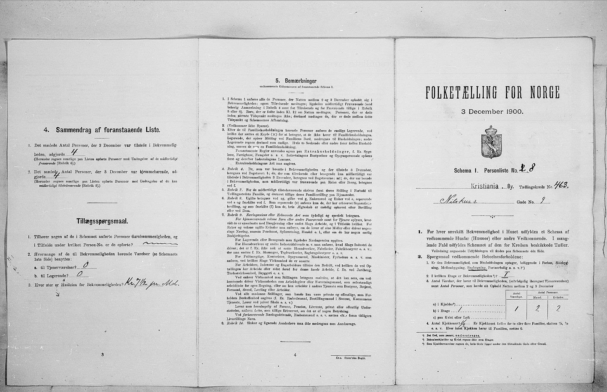 SAO, 1900 census for Kristiania, 1900, p. 63485