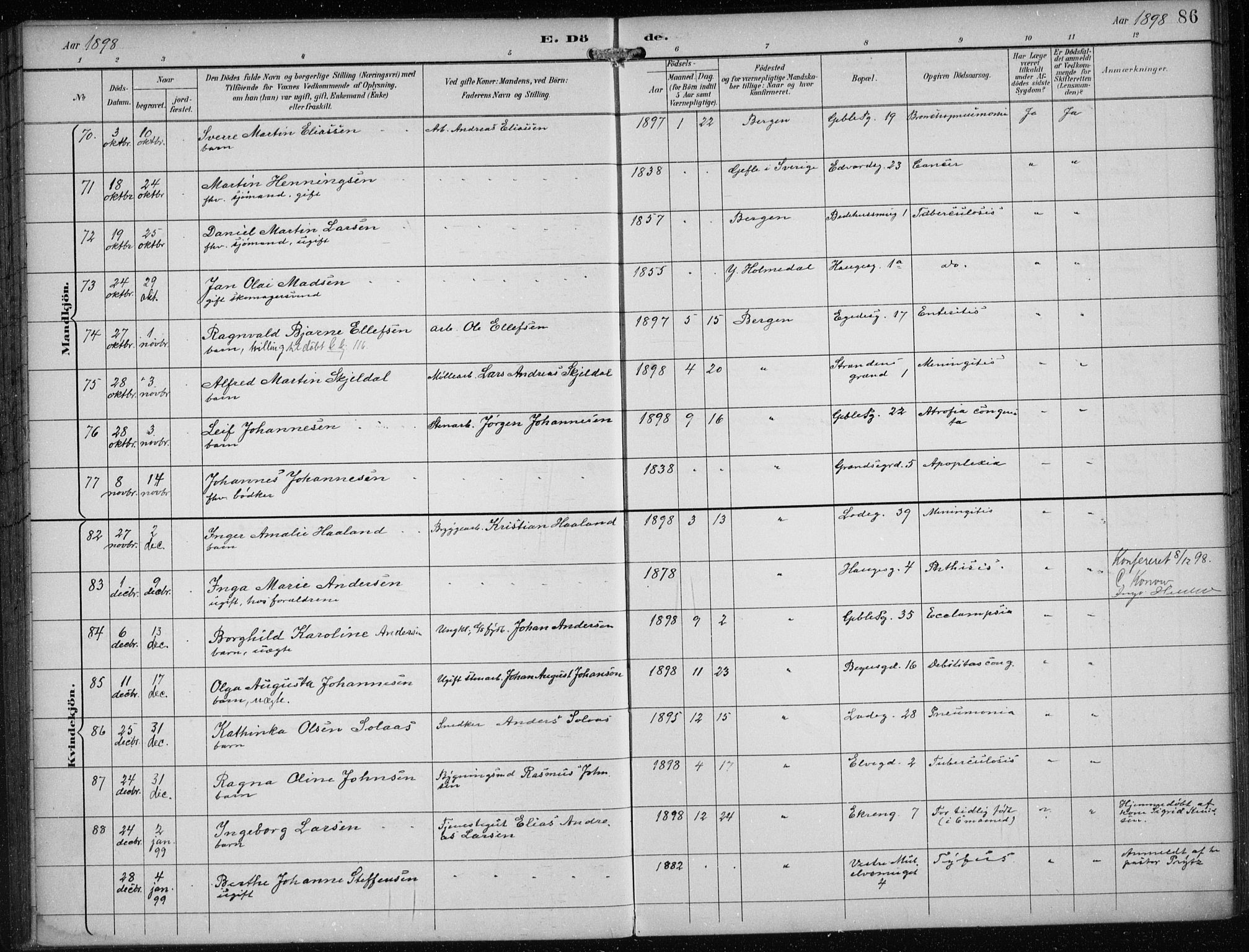 Sandviken Sokneprestembete, AV/SAB-A-77601/H/Ha/L0018: Parish register (official) no. E 1, 1893-1905, p. 86