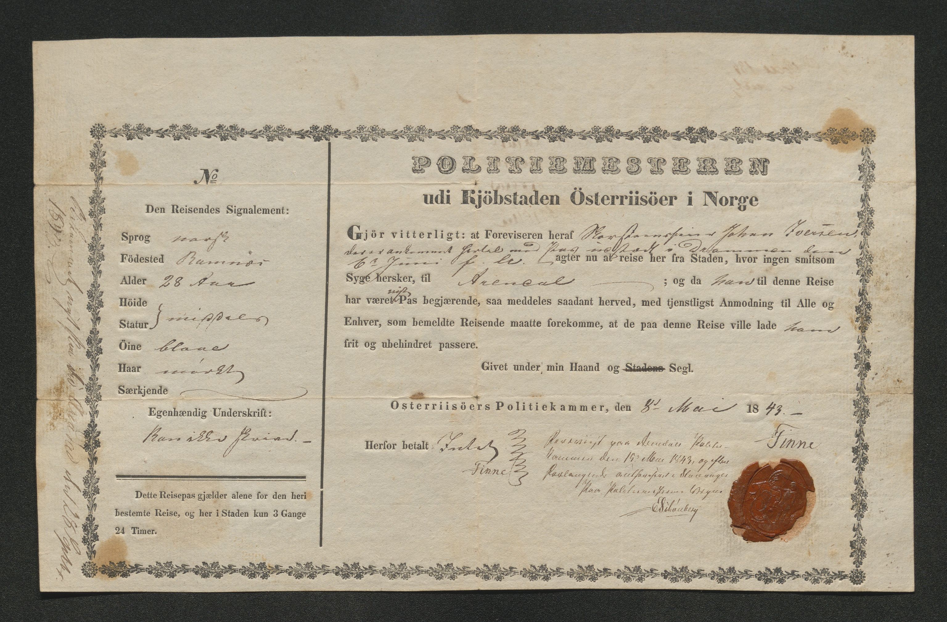 Drammen politikammer, SAKO/A-623/I/Ia/Iab/L0007: Innleverte pass, 1843-1844, p. 247