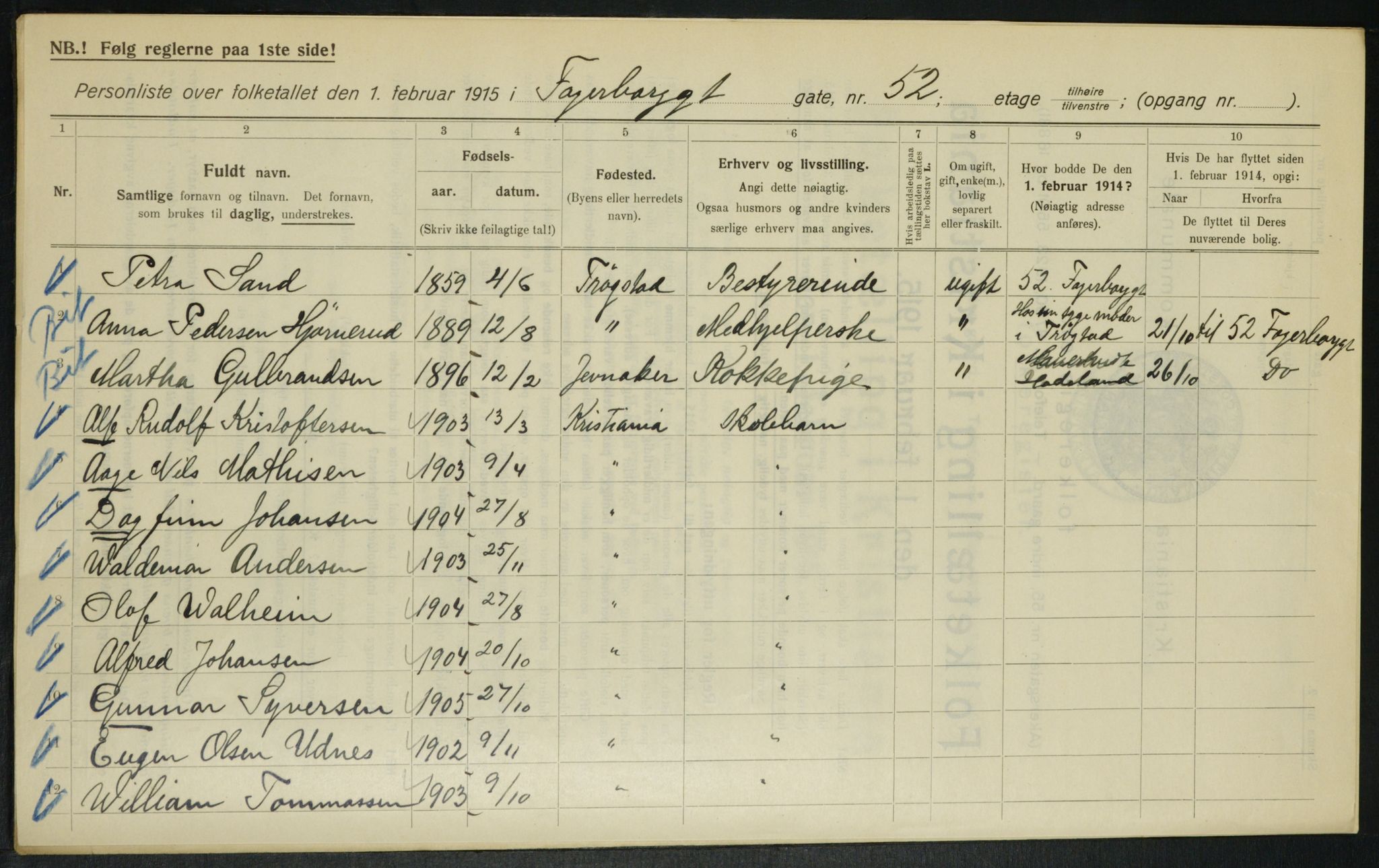 OBA, Municipal Census 1915 for Kristiania, 1915, p. 22629