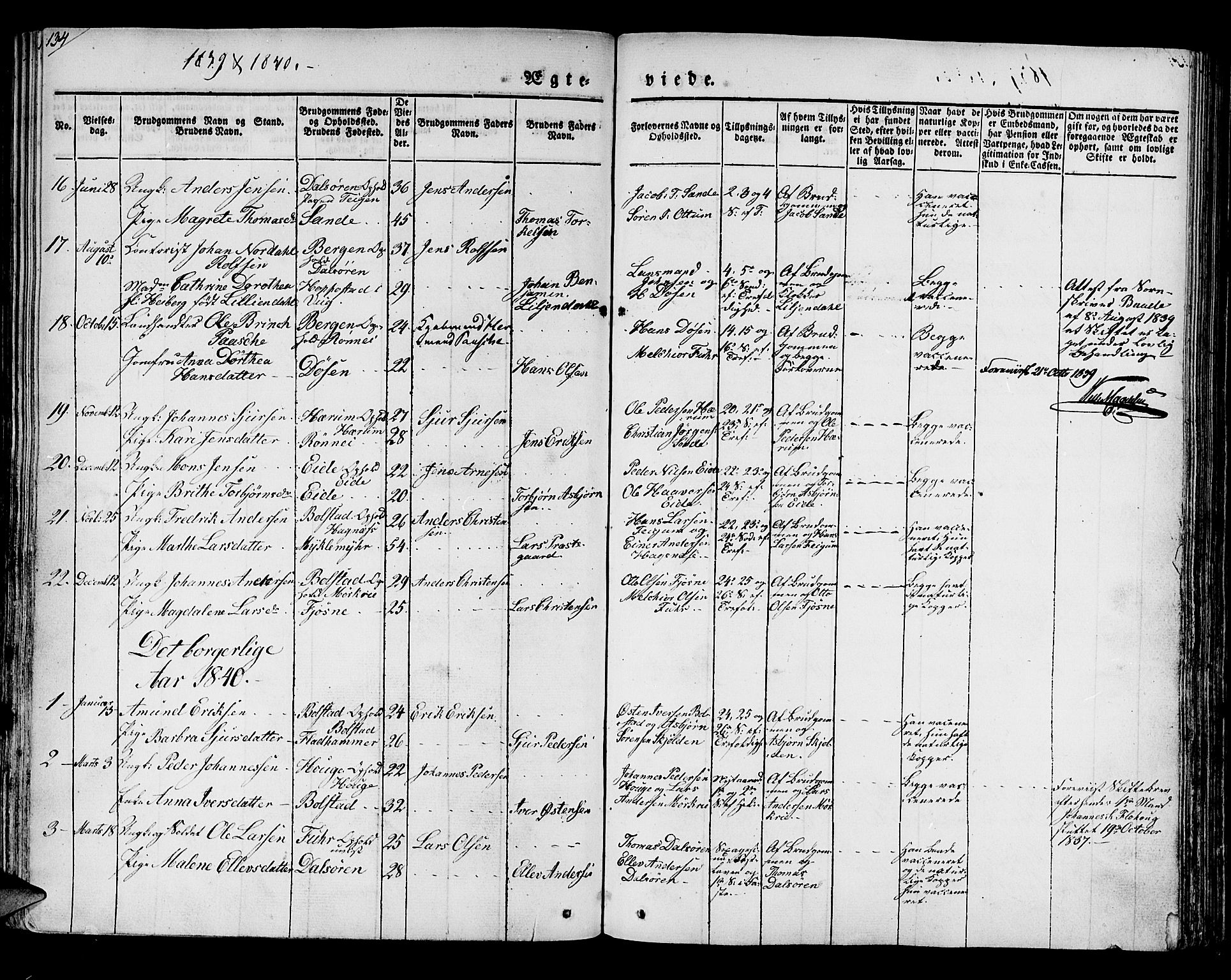Luster sokneprestembete, SAB/A-81101/H/Haa/Haaa/L0005: Parish register (official) no. A 5, 1831-1841, p. 134