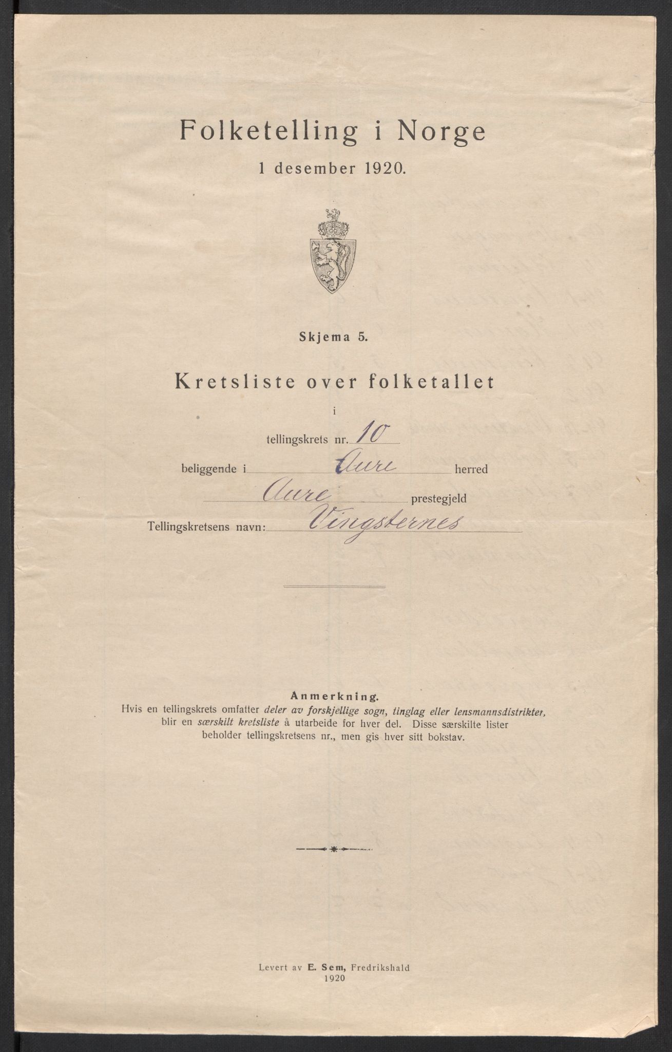 SAT, 1920 census for Aure, 1920, p. 35