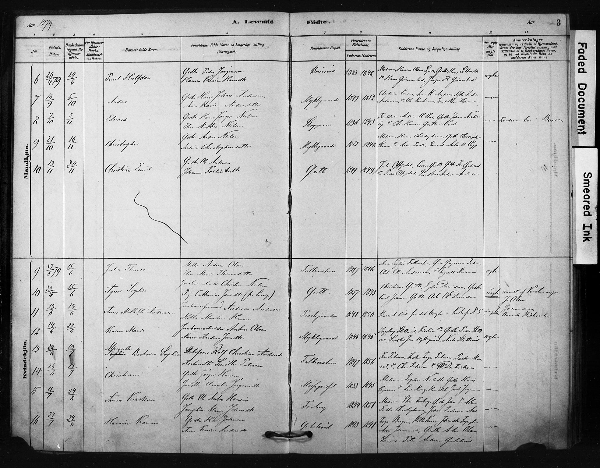 Borre kirkebøker, AV/SAKO-A-338/F/Fc/L0001: Parish register (official) no. III 1, 1878-1896, p. 3