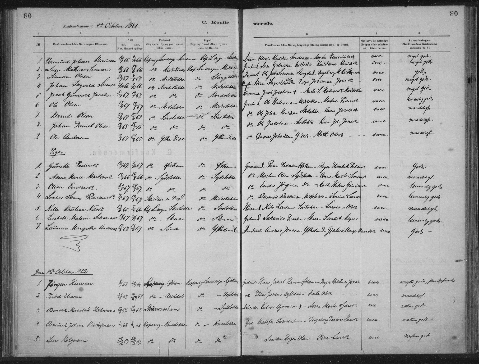 Kopervik sokneprestkontor, AV/SAST-A-101850/H/Ha/Haa/L0002: Parish register (official) no. A 2, 1880-1912, p. 80