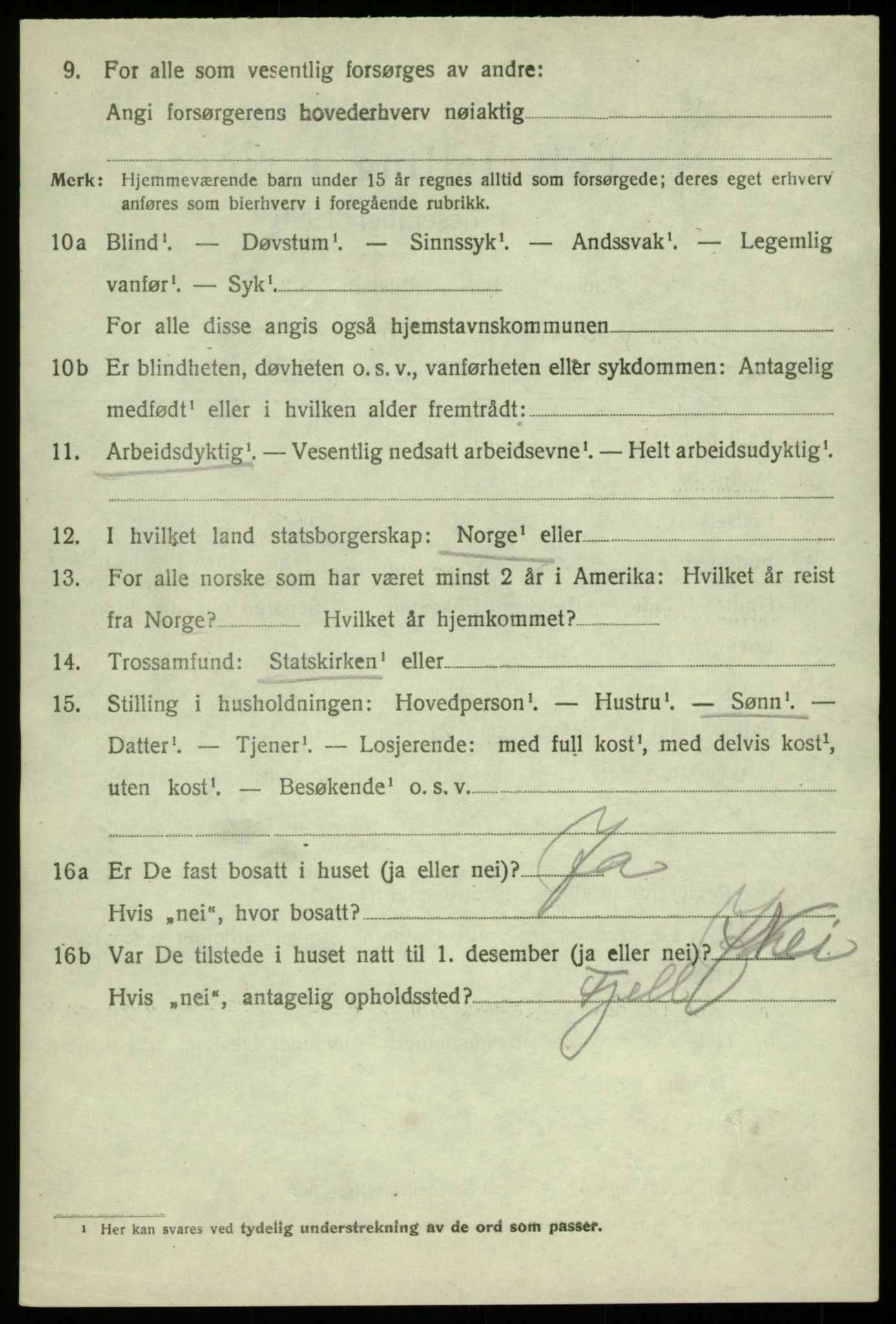 SAB, 1920 census for Fjell, 1920, p. 6387