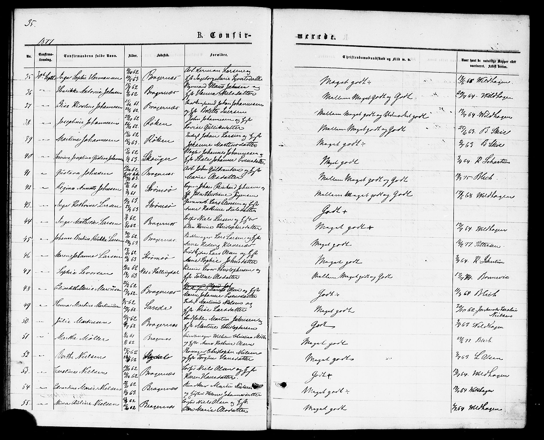 Bragernes kirkebøker, AV/SAKO-A-6/F/Fc/L0004: Parish register (official) no. III 4, 1875-1877, p. 35