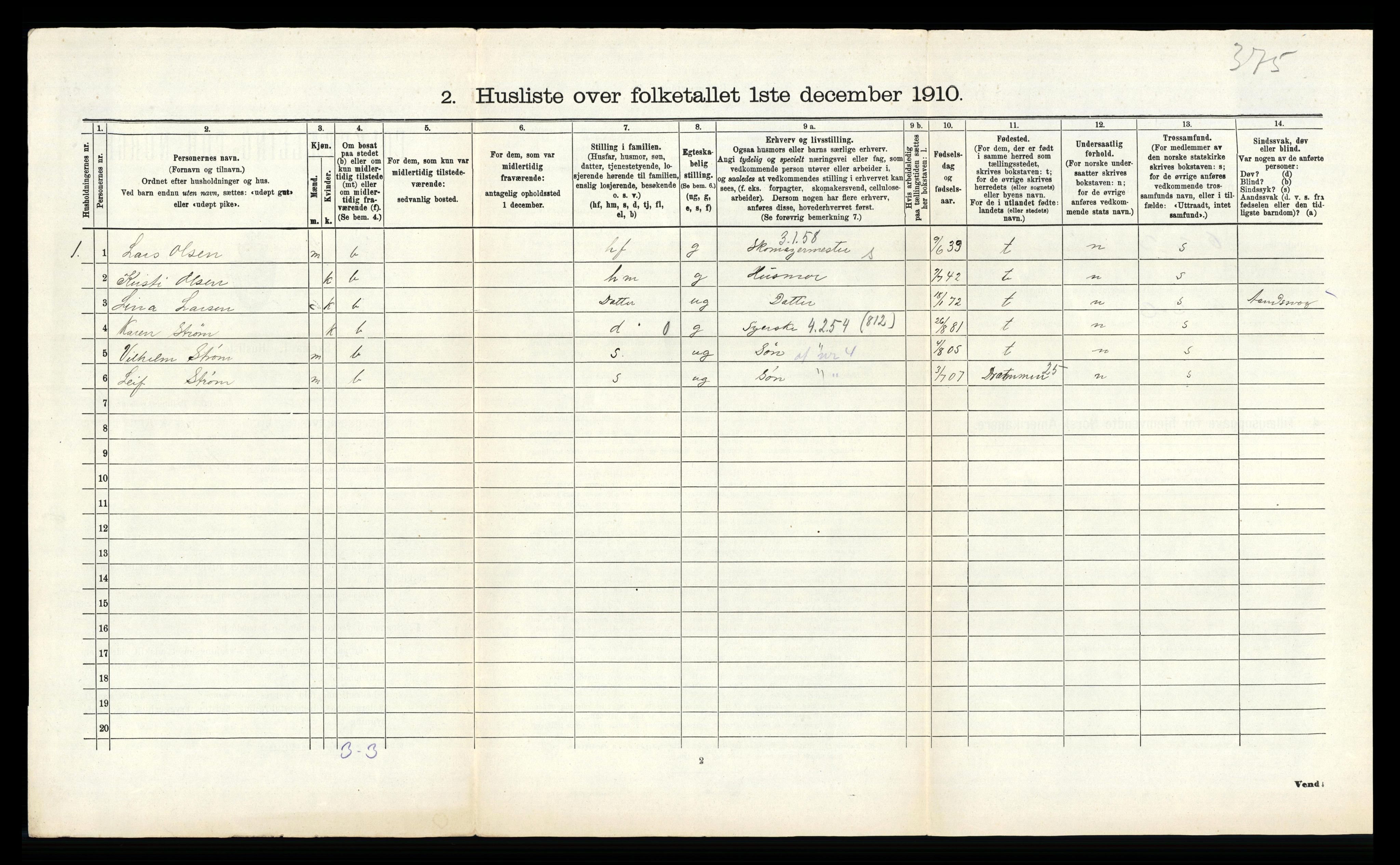 RA, 1910 census for Lier, 1910, p. 2355