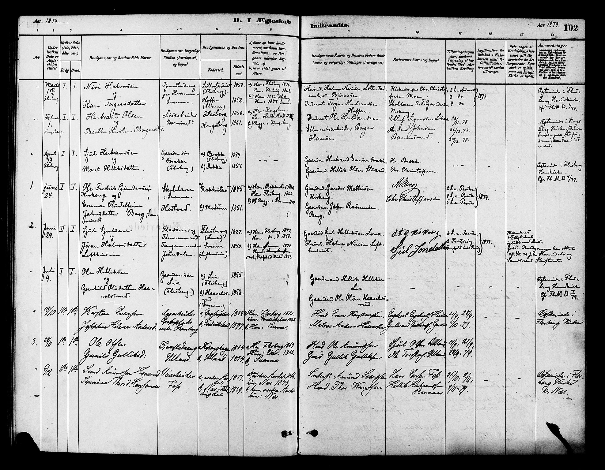 Flesberg kirkebøker, SAKO/A-18/F/Fb/L0001: Parish register (official) no. II 1, 1879-1907, p. 102