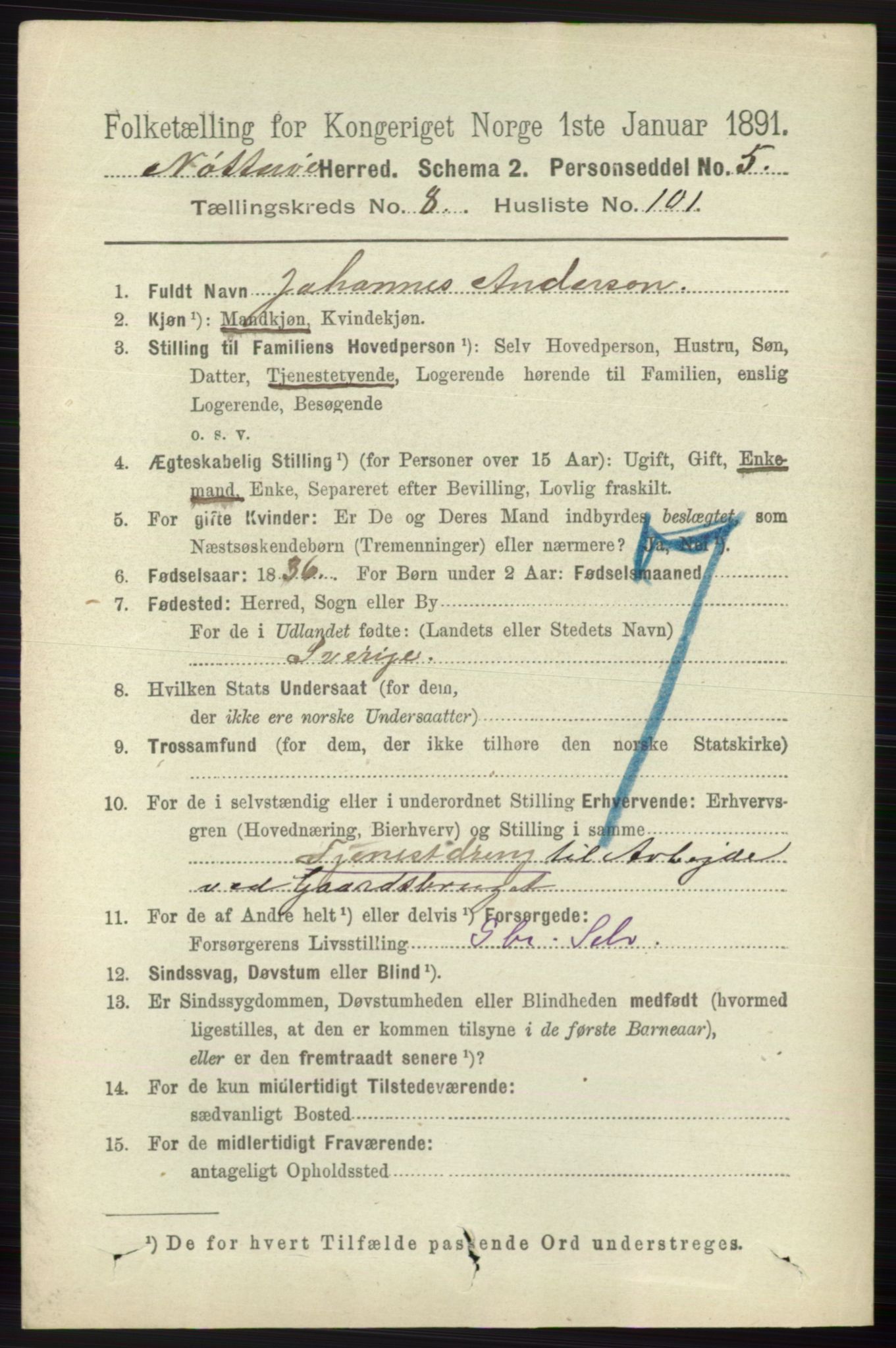 RA, 1891 census for 0722 Nøtterøy, 1891, p. 4451