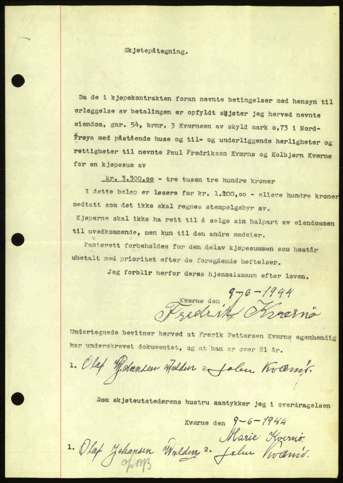 Hitra sorenskriveri, AV/SAT-A-0018/2/2C/2Ca: Mortgage book no. A2, 1943-1945, Diary no: : 460/1944