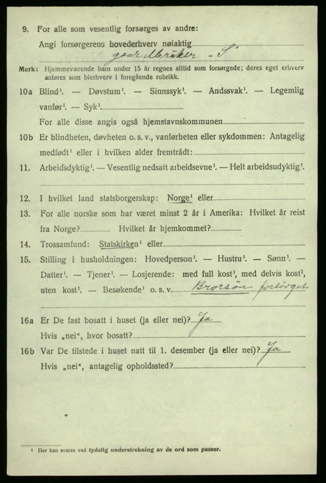 SAB, 1920 census for Førde, 1920, p. 1413