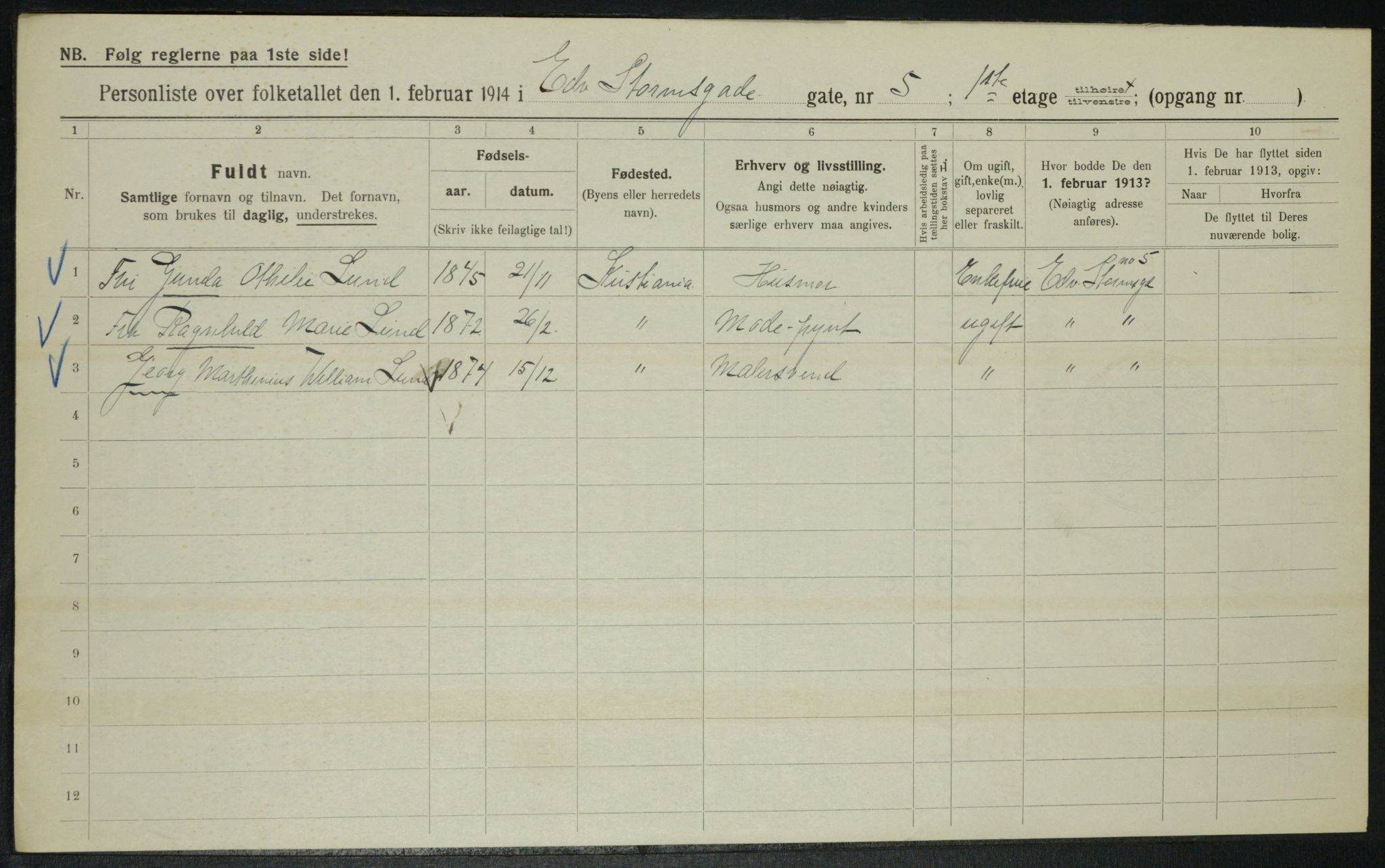 OBA, Municipal Census 1914 for Kristiania, 1914, p. 18908