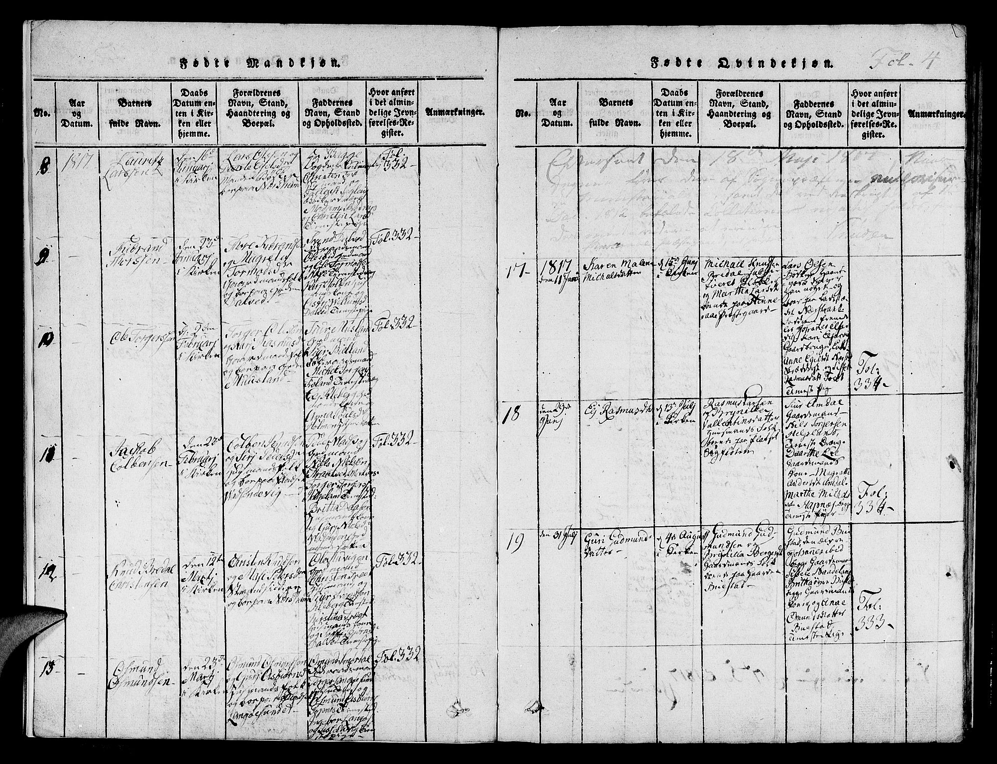 Nedstrand sokneprestkontor, AV/SAST-A-101841/01/IV: Parish register (official) no. A 6, 1816-1838, p. 4