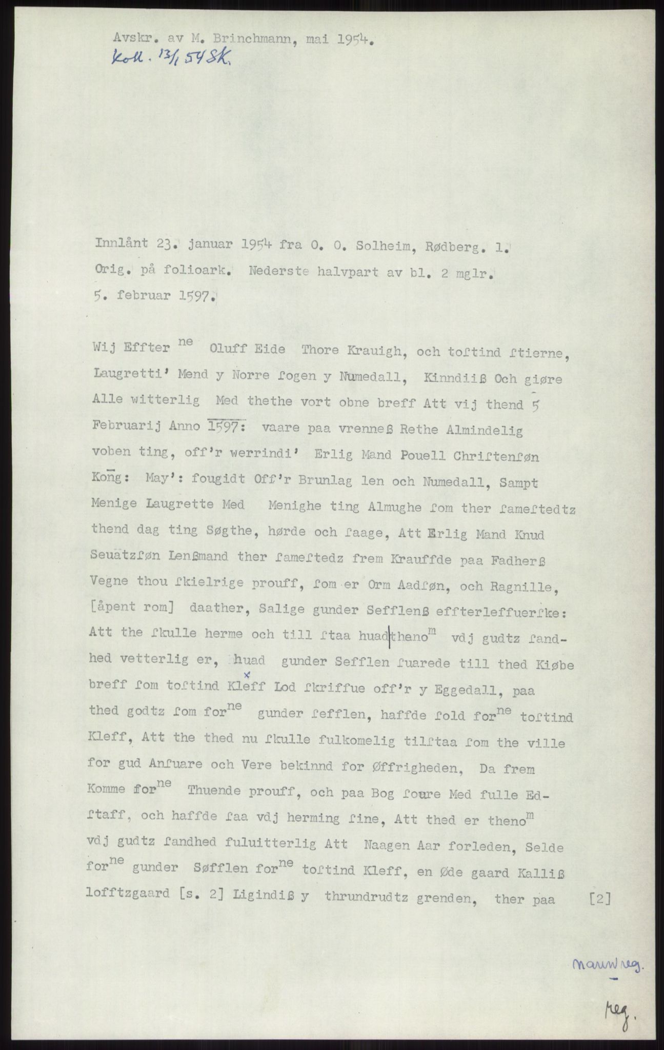 Samlinger til kildeutgivelse, Diplomavskriftsamlingen, RA/EA-4053/H/Ha, p. 734