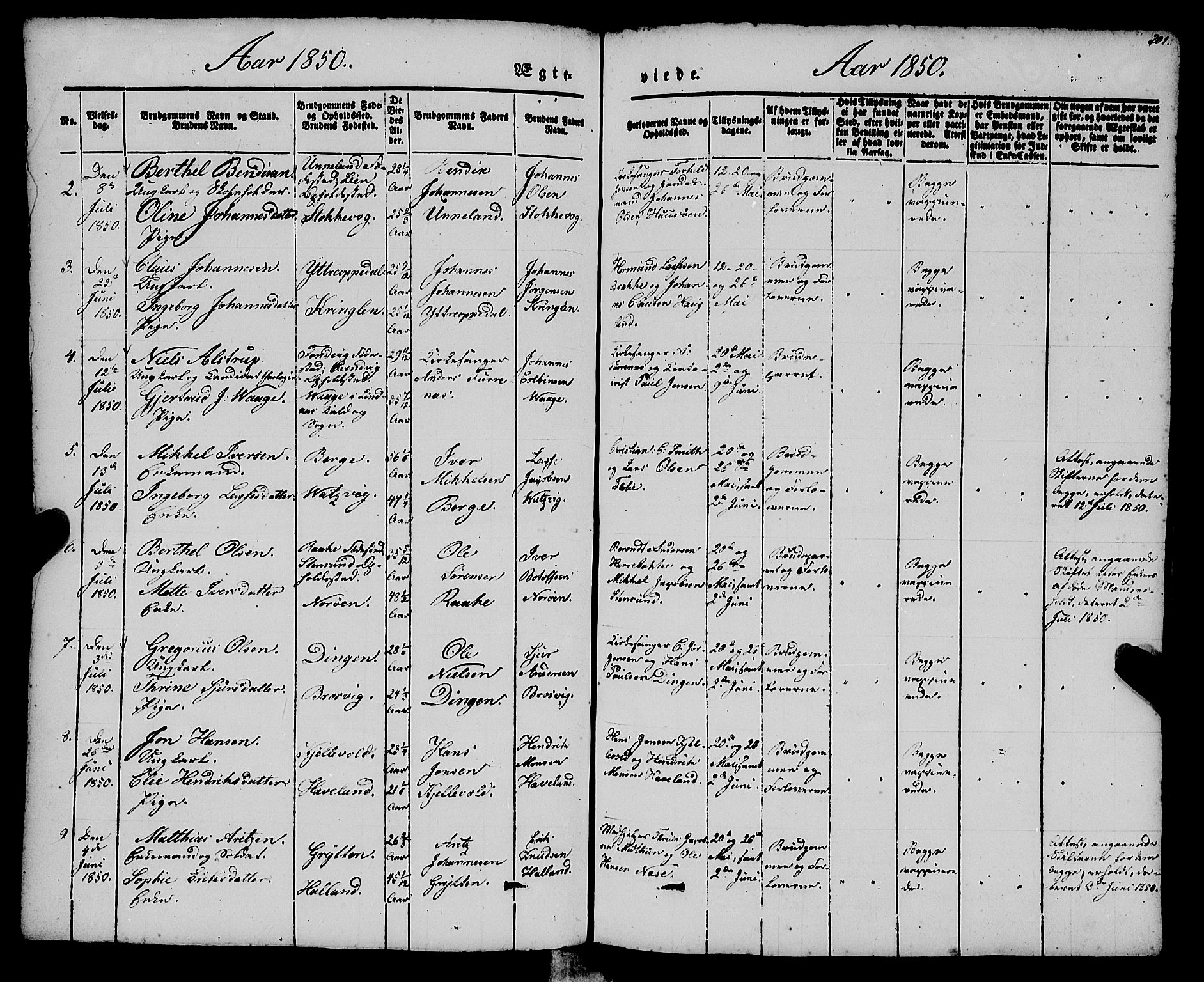 Gulen sokneprestembete, SAB/A-80201/H/Haa/Haaa/L0021: Parish register (official) no. A 21, 1848-1858, p. 201