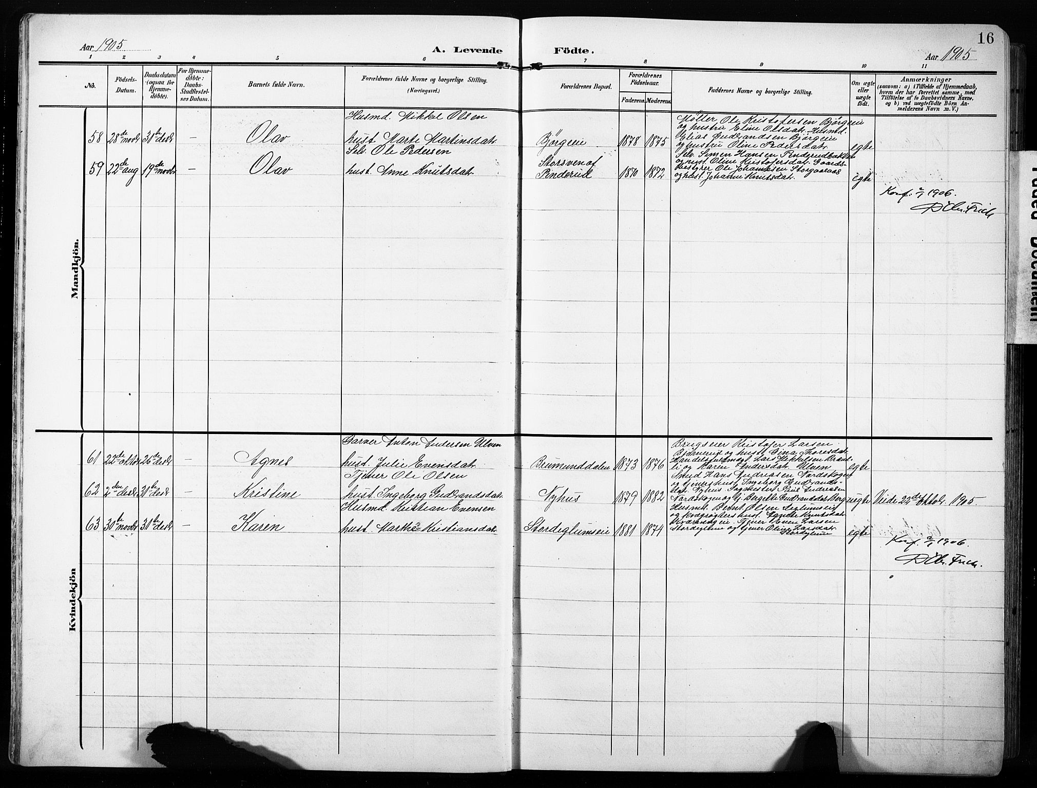 Furnes prestekontor, SAH/PREST-012/L/La/L0001: Parish register (copy) no. 1, 1904-1933, p. 16