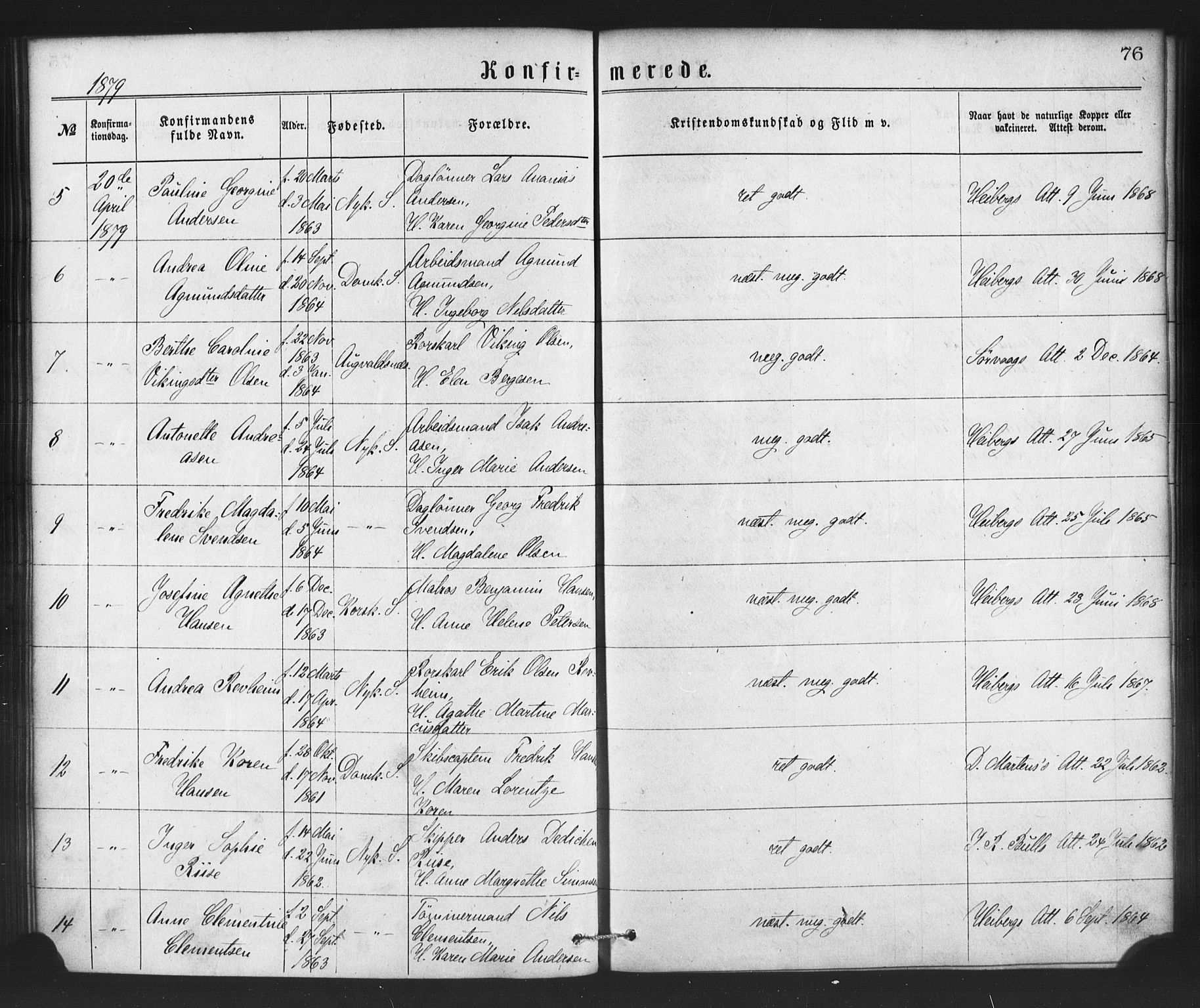 Nykirken Sokneprestembete, SAB/A-77101/H/Haa/L0026: Parish register (official) no. C 5, 1870-1886, p. 76