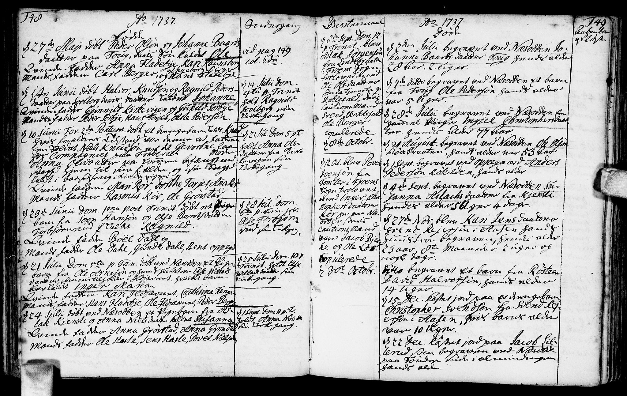 Nesodden prestekontor Kirkebøker, AV/SAO-A-10013/F/Fa/L0001: Parish register (official) no. I 1, 1709-1750, p. 148-149