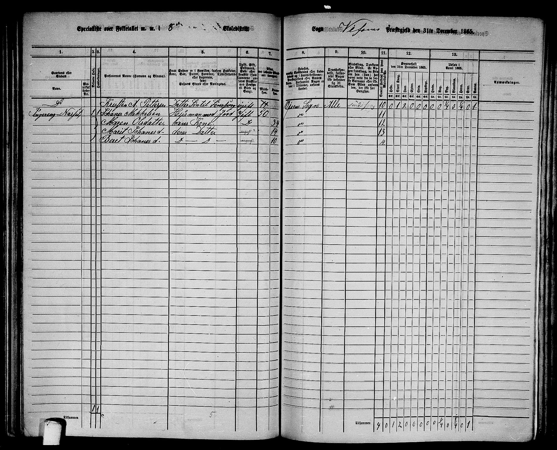 RA, 1865 census for Vefsn, 1865, p. 173