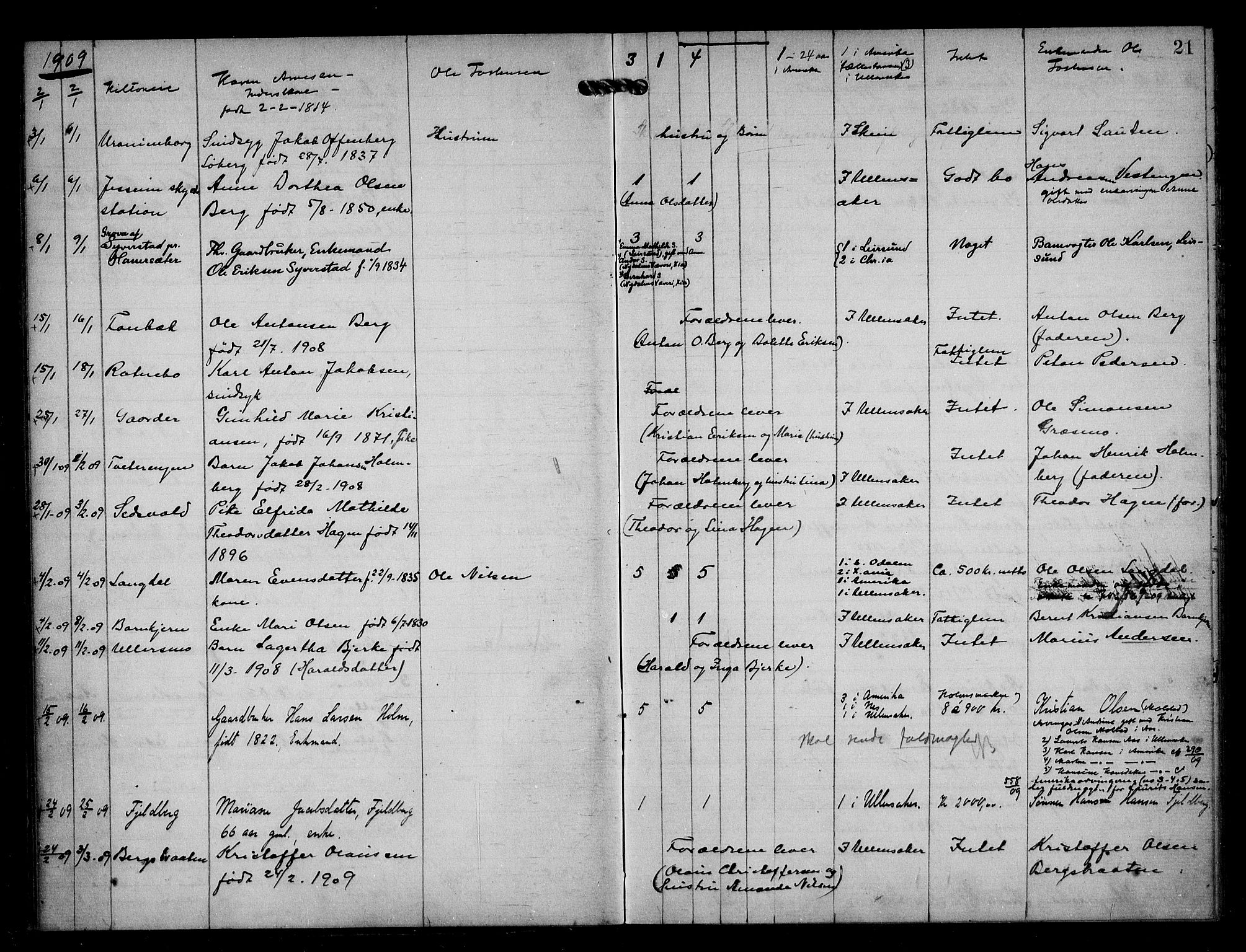 Nes tingrett, AV/SAO-A-10548/H/Ha/Haa/L0002: Dødsfallsprotokoll, 1905-1911, p. 21