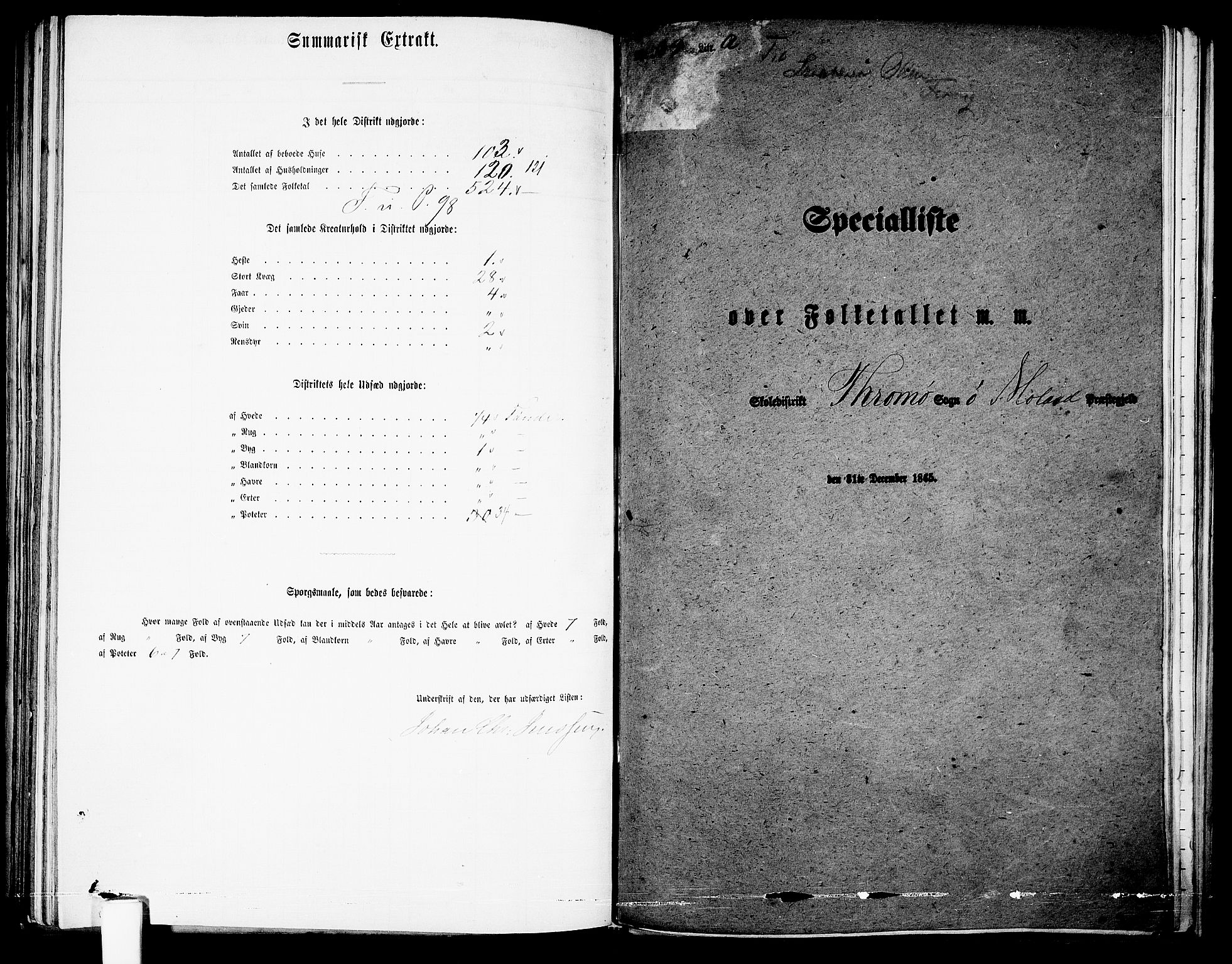 RA, 1865 census for Austre Moland, 1865, p. 250