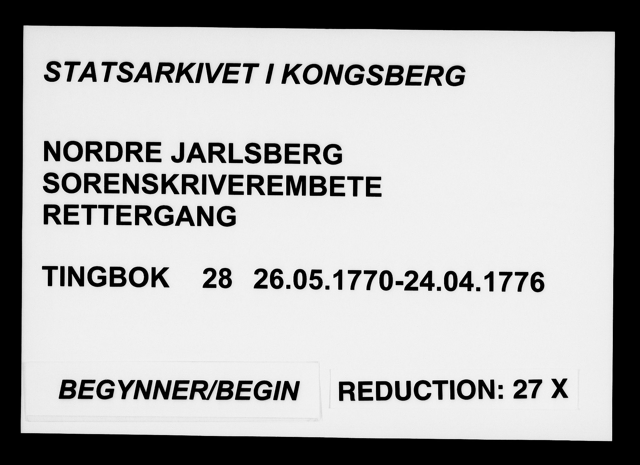 Nordre Jarlsberg sorenskriveri, AV/SAKO-A-80/F/Fa/Faa/L0028: Tingbok, 1770-1776