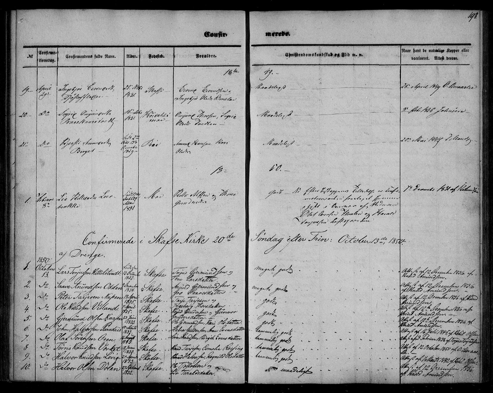 Mo kirkebøker, SAKO/A-286/F/Fa/L0005: Parish register (official) no. I 5, 1844-1864, p. 193
