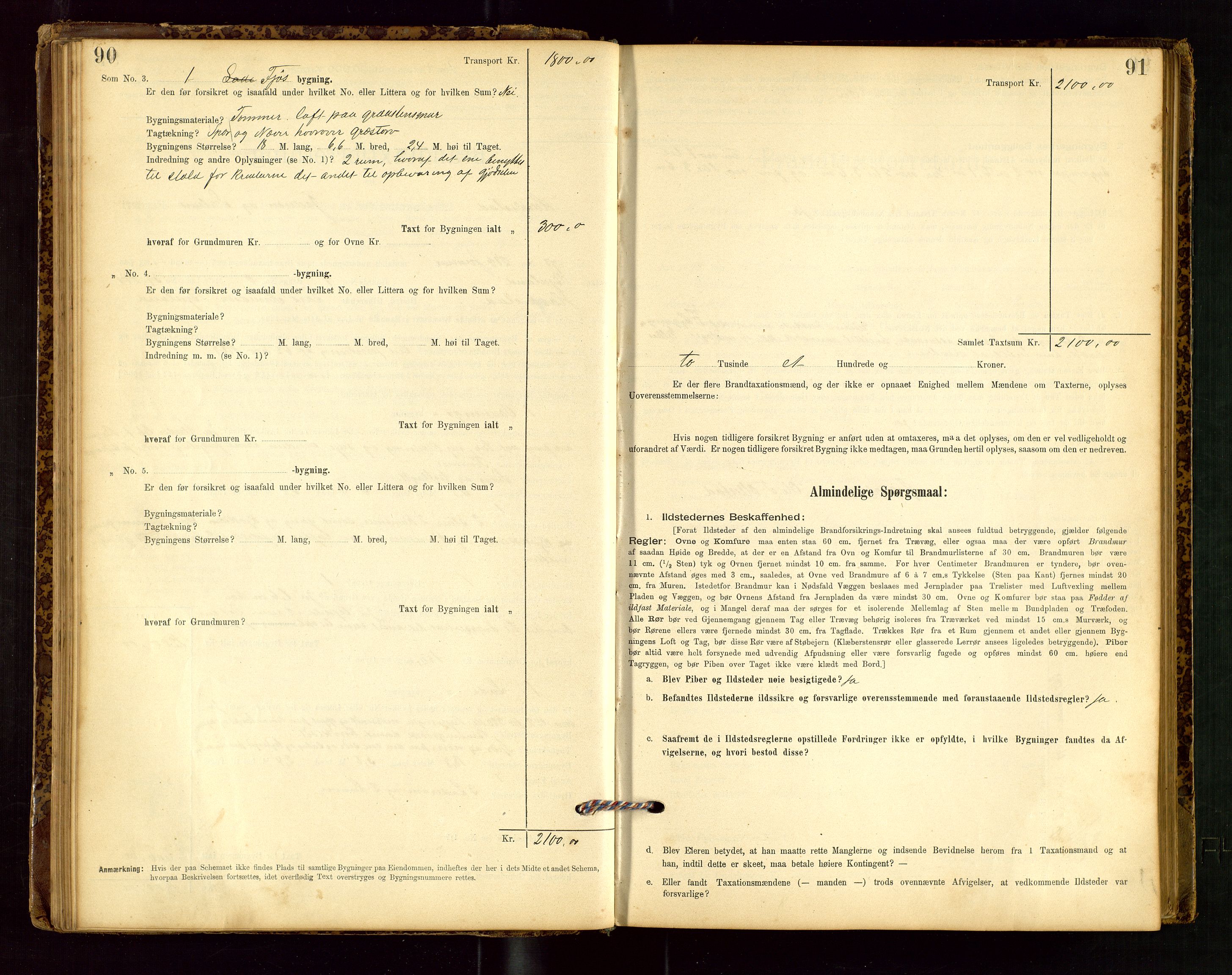 Heskestad lensmannskontor, SAST/A-100304/Gob/L0001: "Brandtaxationsprotokol", 1894-1915, p. 90-91