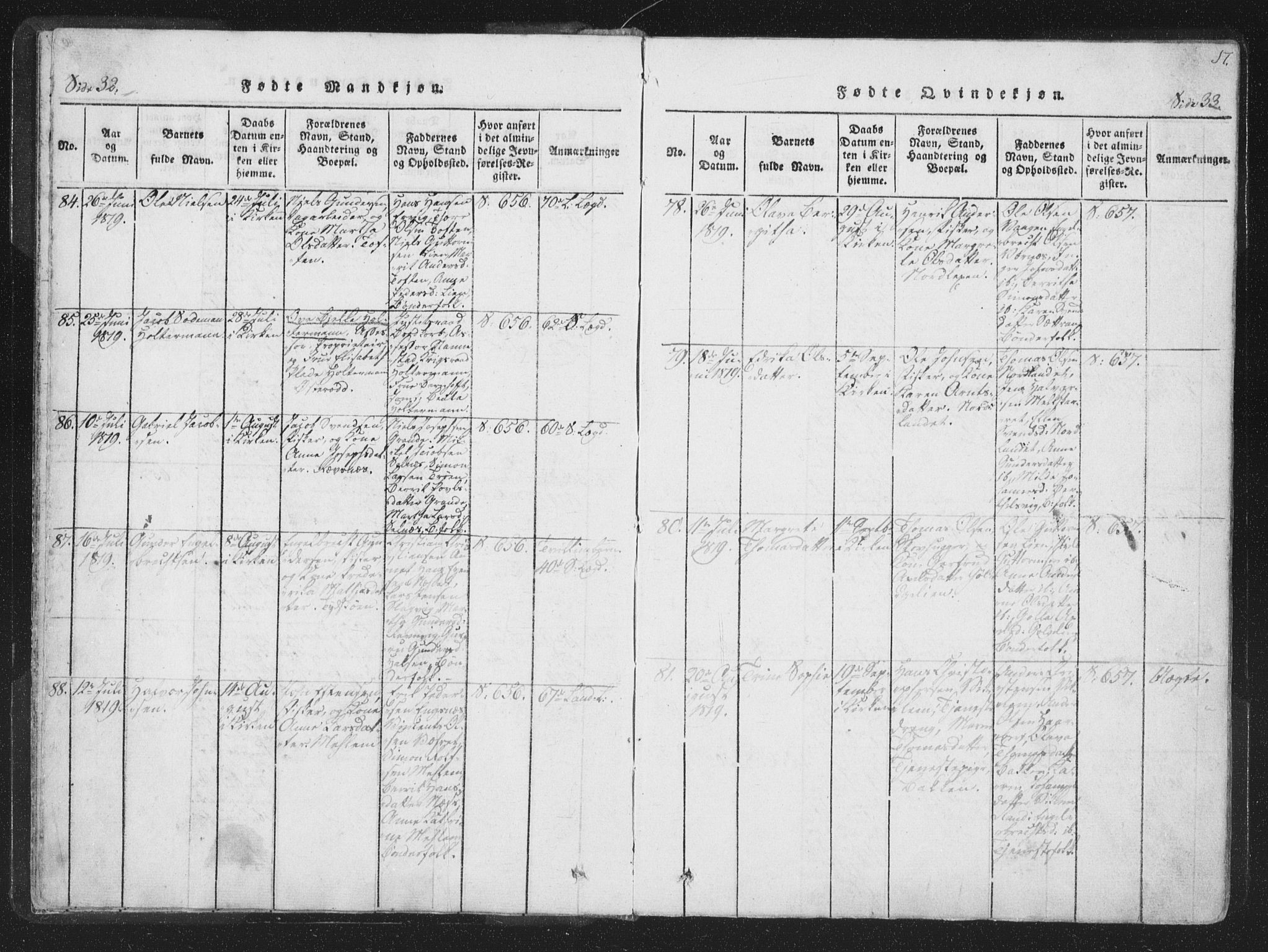 Ministerialprotokoller, klokkerbøker og fødselsregistre - Sør-Trøndelag, AV/SAT-A-1456/659/L0734: Parish register (official) no. 659A04, 1818-1825, p. 32-33