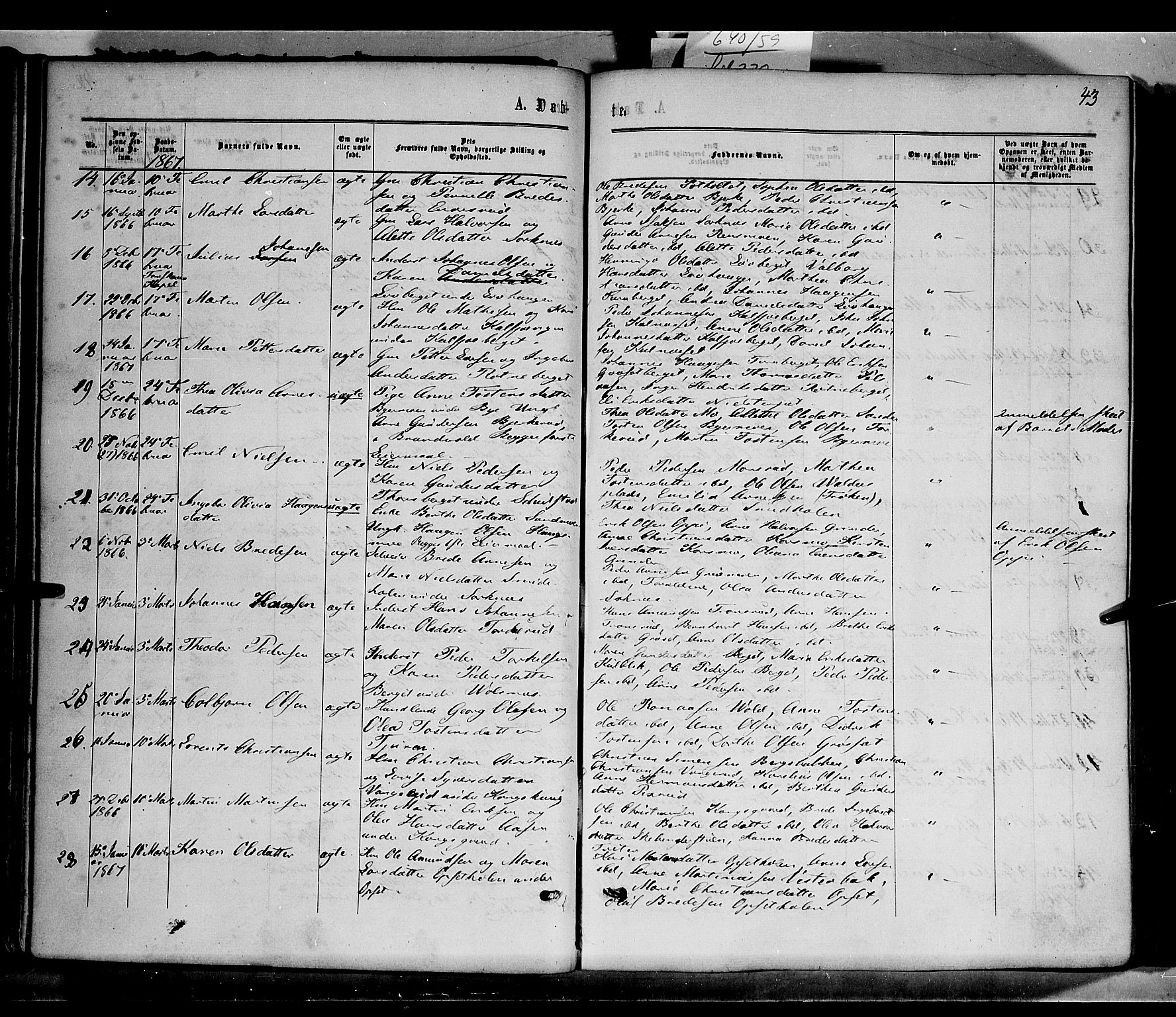 Grue prestekontor, AV/SAH-PREST-036/H/Ha/Haa/L0010: Parish register (official) no. 10, 1864-1873, p. 43