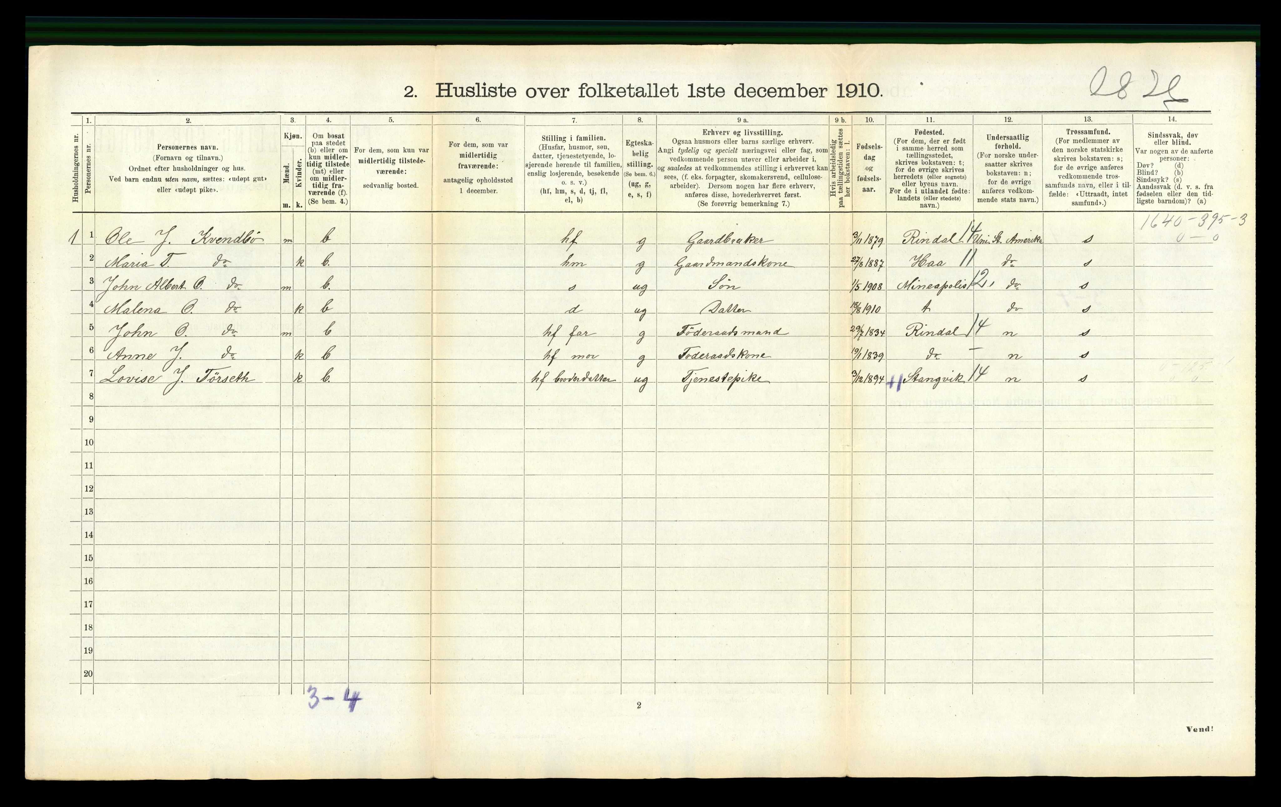 RA, 1910 census for Surnadal, 1910, p. 1002