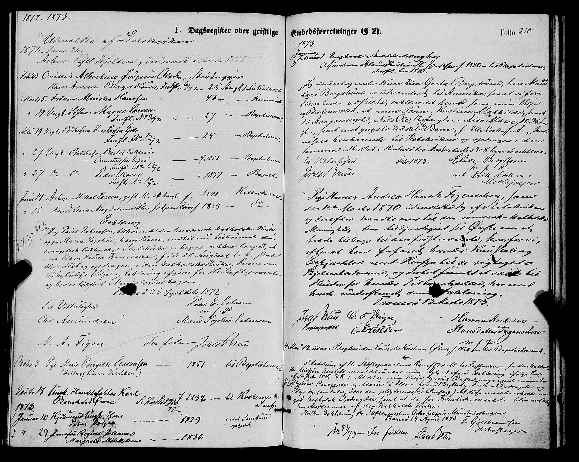 Tromsø sokneprestkontor/stiftsprosti/domprosti, SATØ/S-1343/G/Ga/L0013kirke: Parish register (official) no. 13, 1872-1877, p. 310