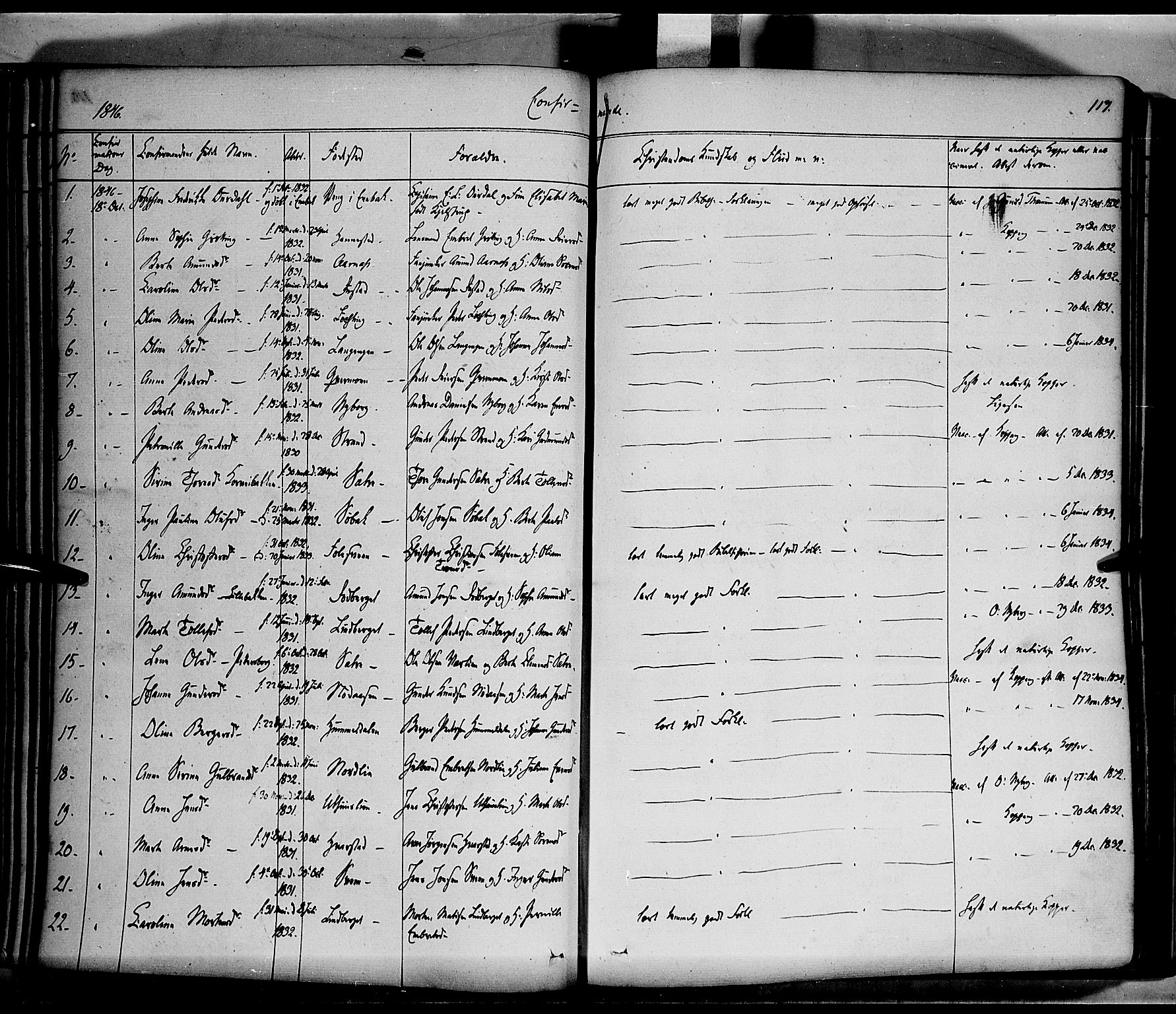 Elverum prestekontor, SAH/PREST-044/H/Ha/Haa/L0009: Parish register (official) no. 9, 1843-1856, p. 117