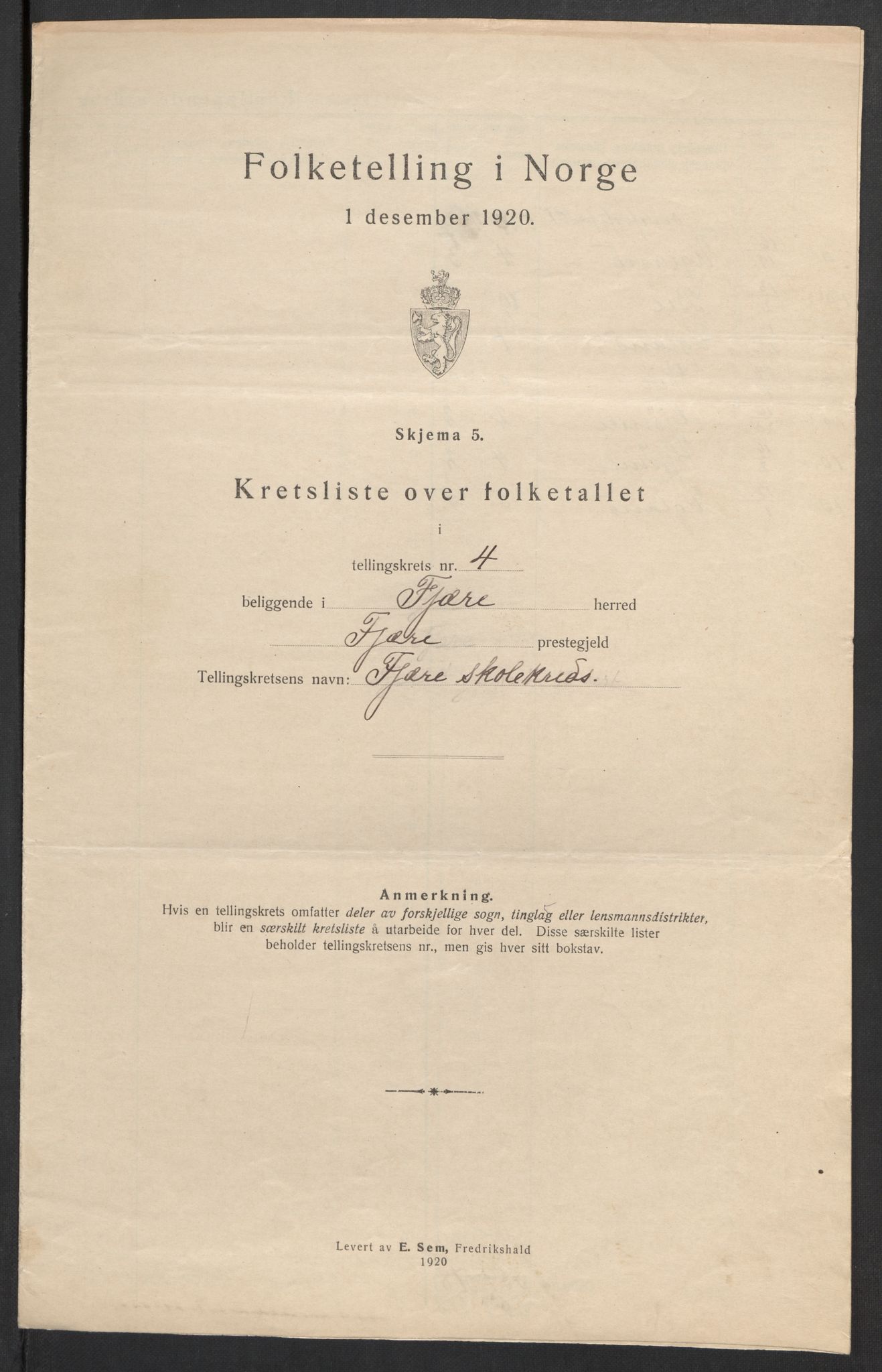 SAK, 1920 census for Fjære, 1920, p. 27