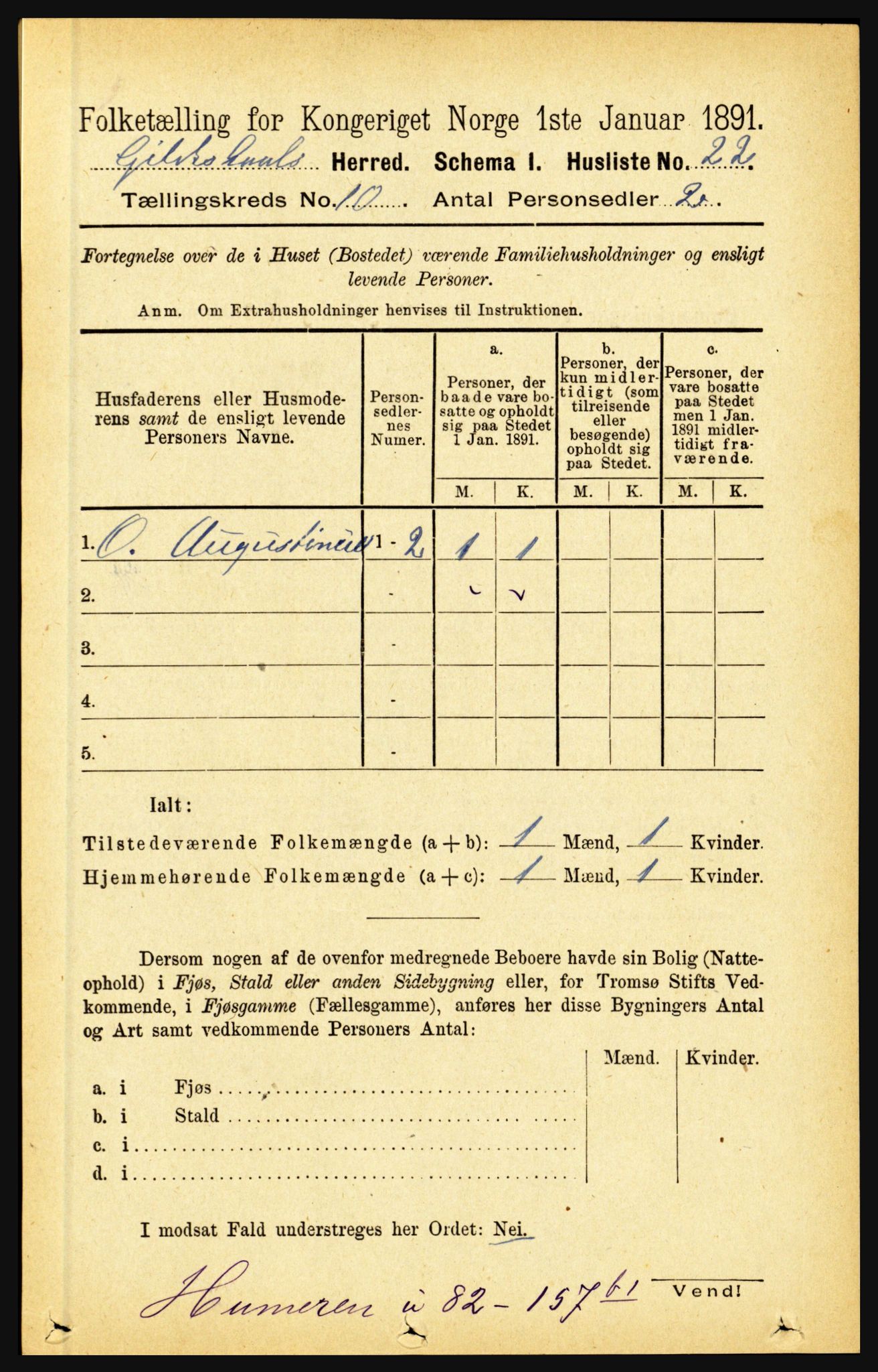 RA, 1891 census for 1838 Gildeskål, 1891, p. 2921