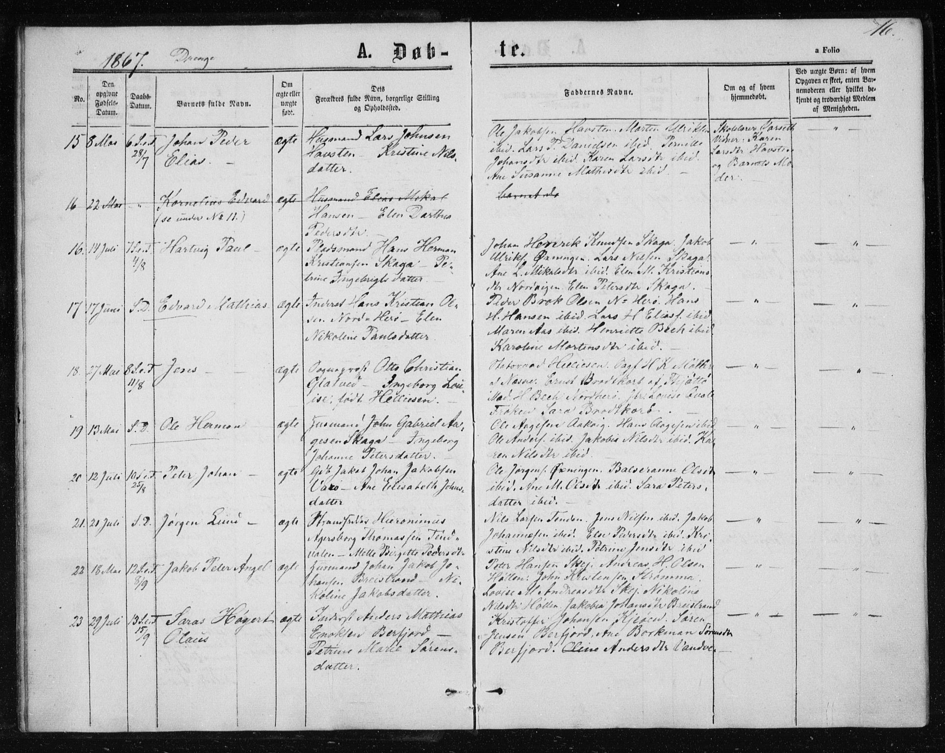 Ministerialprotokoller, klokkerbøker og fødselsregistre - Nordland, AV/SAT-A-1459/834/L0505: Parish register (official) no. 834A03, 1862-1871, p. 16