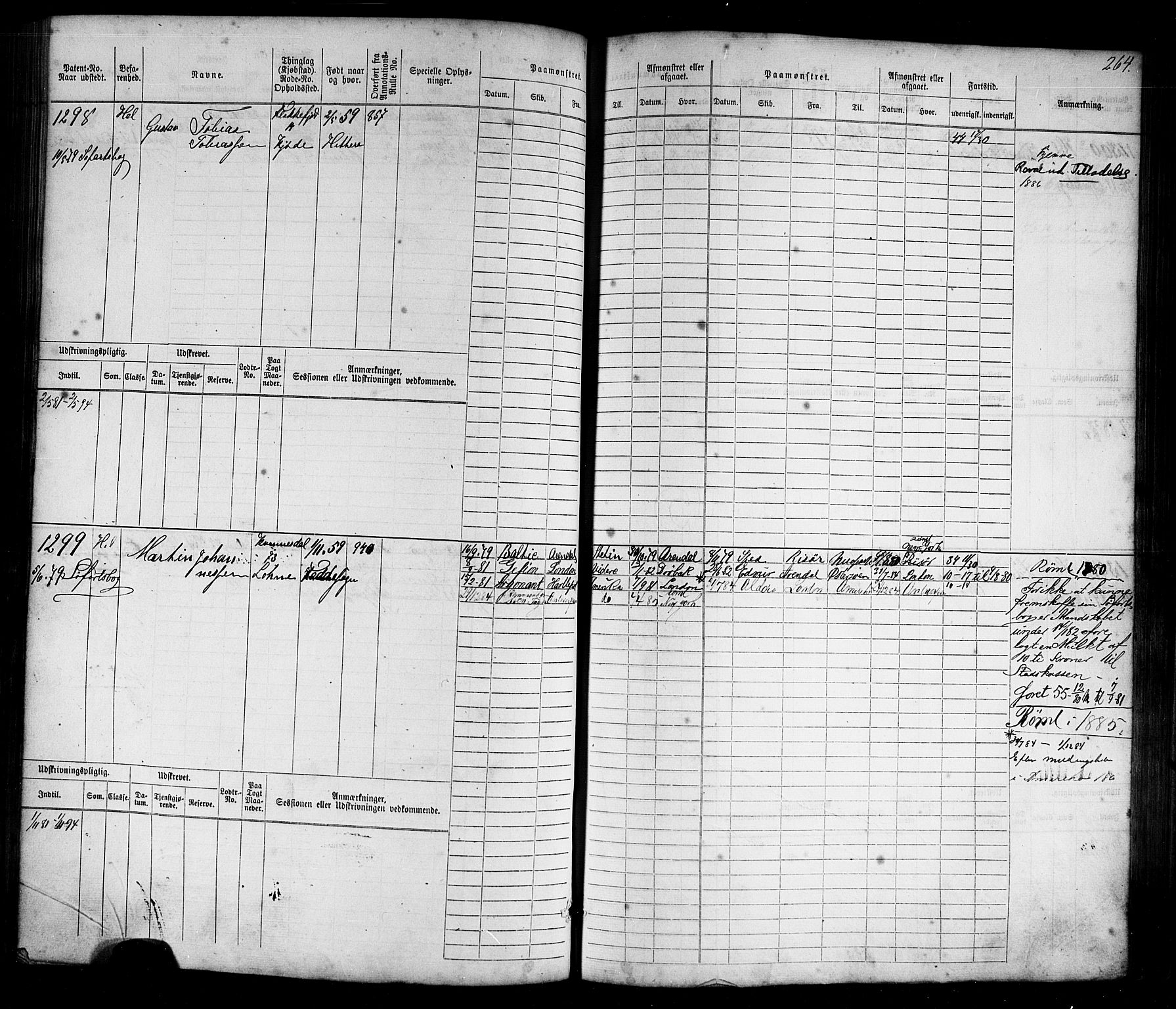 Flekkefjord mønstringskrets, AV/SAK-2031-0018/F/Fb/L0009: Hovedrulle nr 771-1533, Æ-6, 1868-1900, p. 288