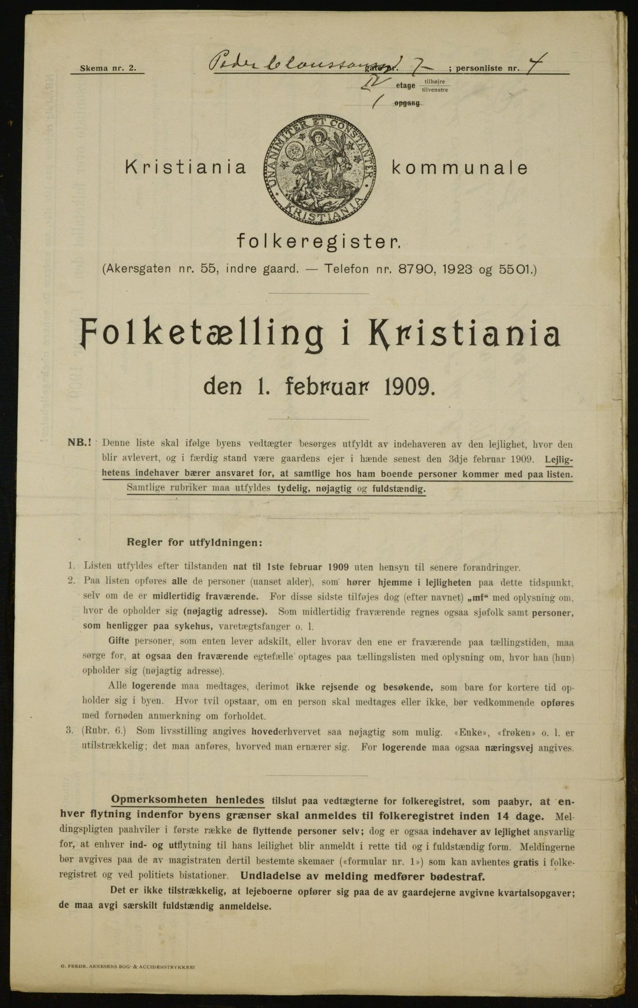 OBA, Municipal Census 1909 for Kristiania, 1909, p. 71370