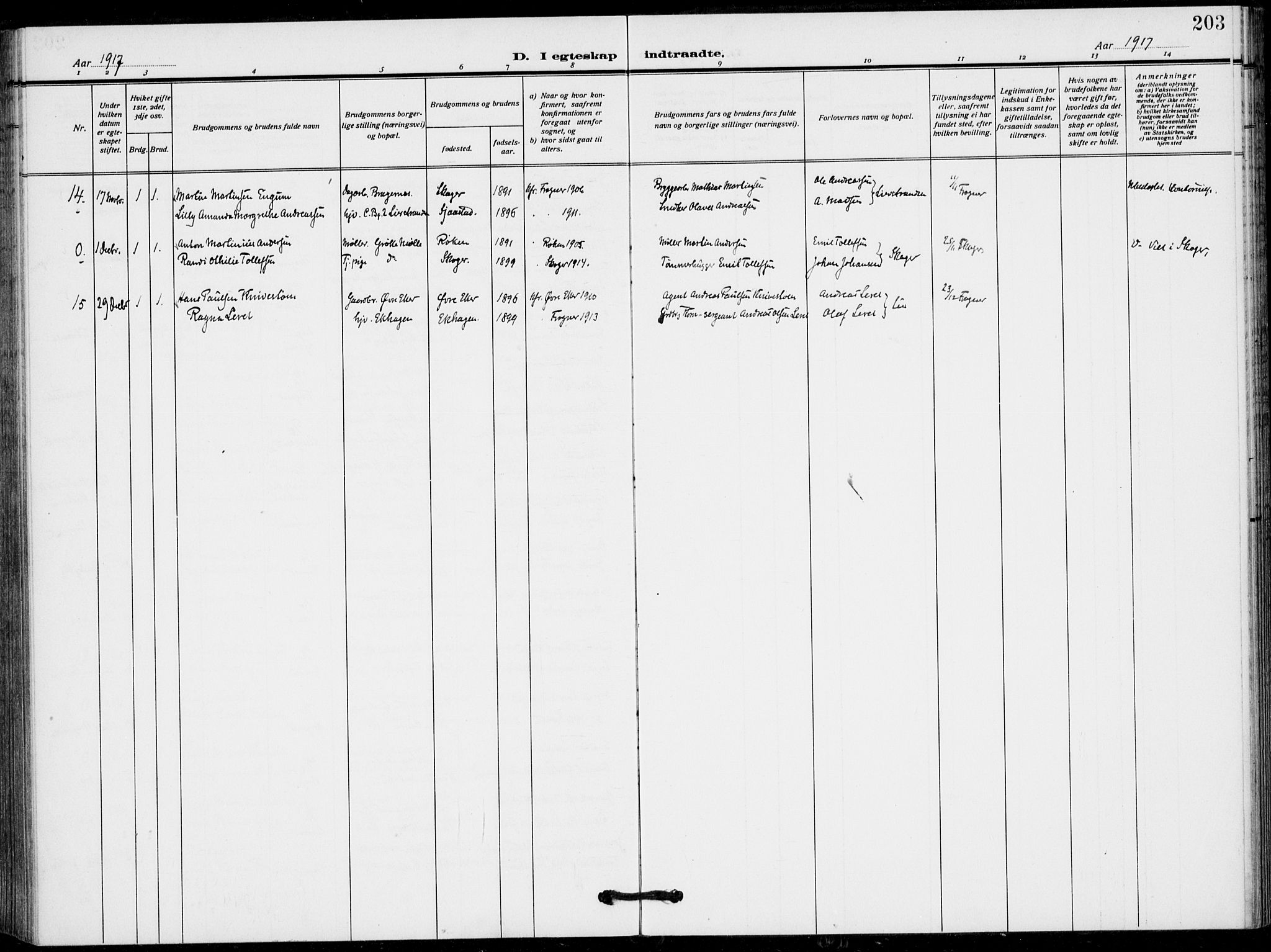 Lier kirkebøker, AV/SAKO-A-230/F/Fa/L0018: Parish register (official) no. I 18, 1909-1917, p. 203