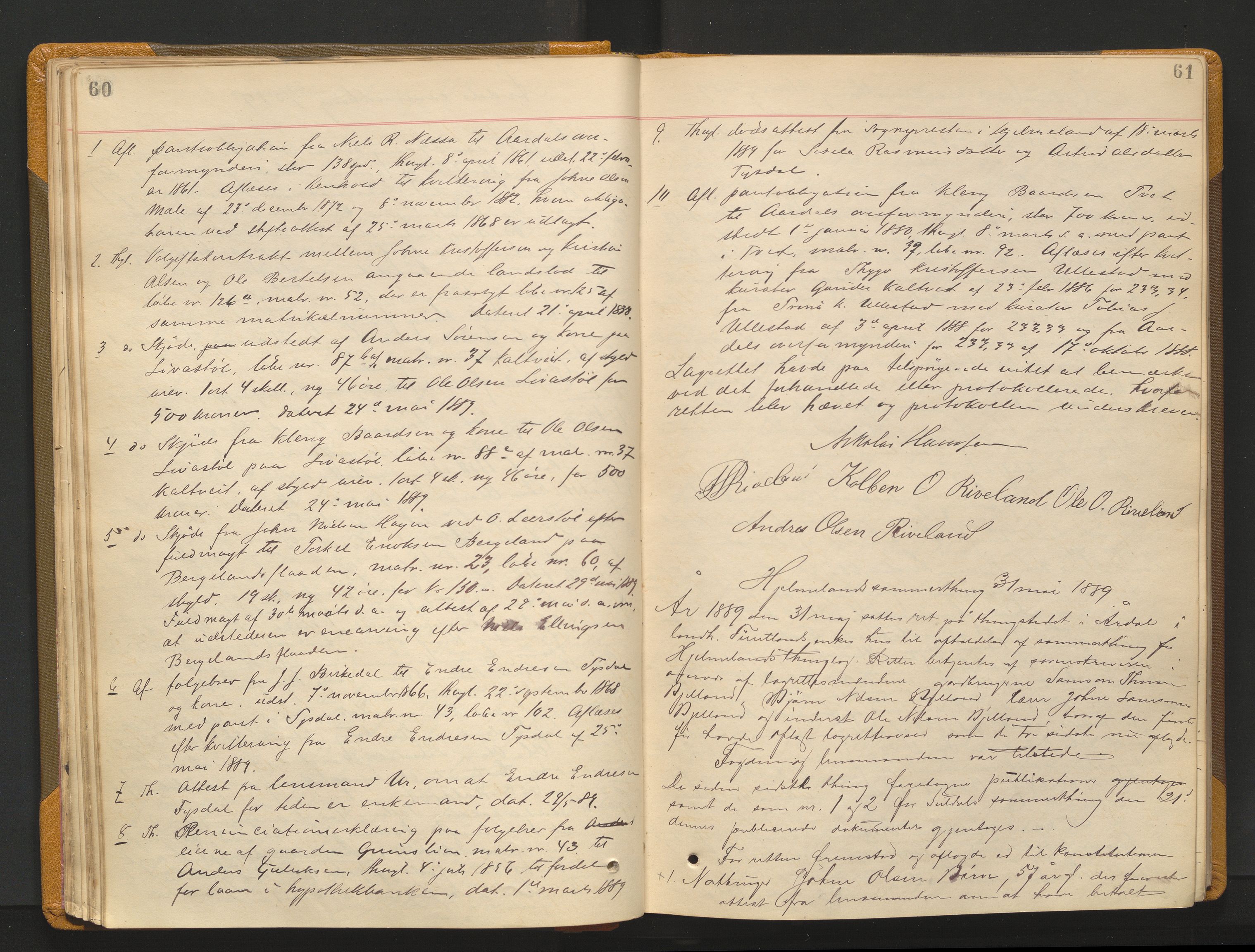 Ryfylke tingrett, AV/SAST-A-100055/001/I/IB/IB0/L0015: Tingbok, Ryfylke, 1889-1891, p. 60-61