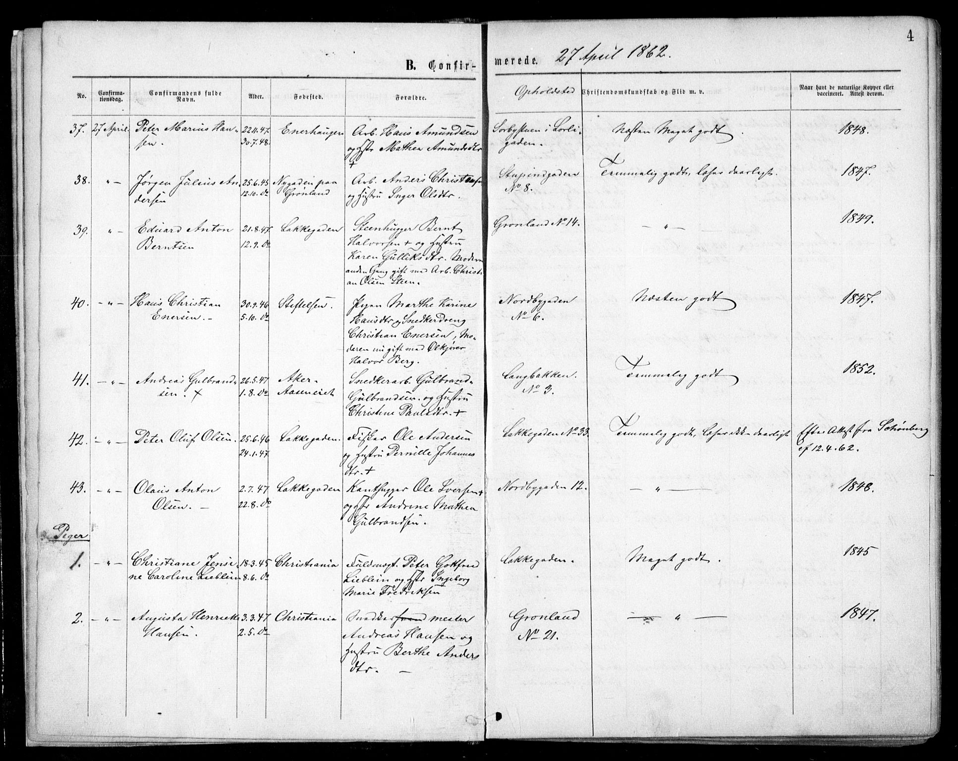 Grønland prestekontor Kirkebøker, AV/SAO-A-10848/F/Fa/L0003: Parish register (official) no. 3, 1862-1868, p. 4