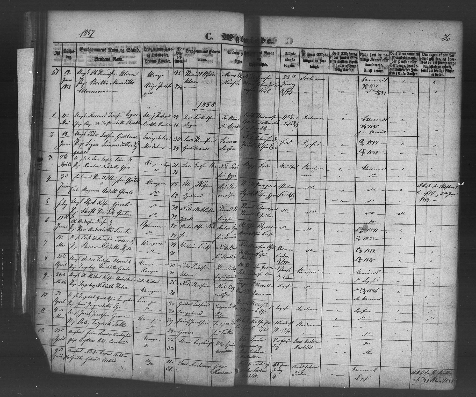 Voss sokneprestembete, SAB/A-79001/H/Haa: Parish register (official) no. A 19, 1851-1886, p. 26