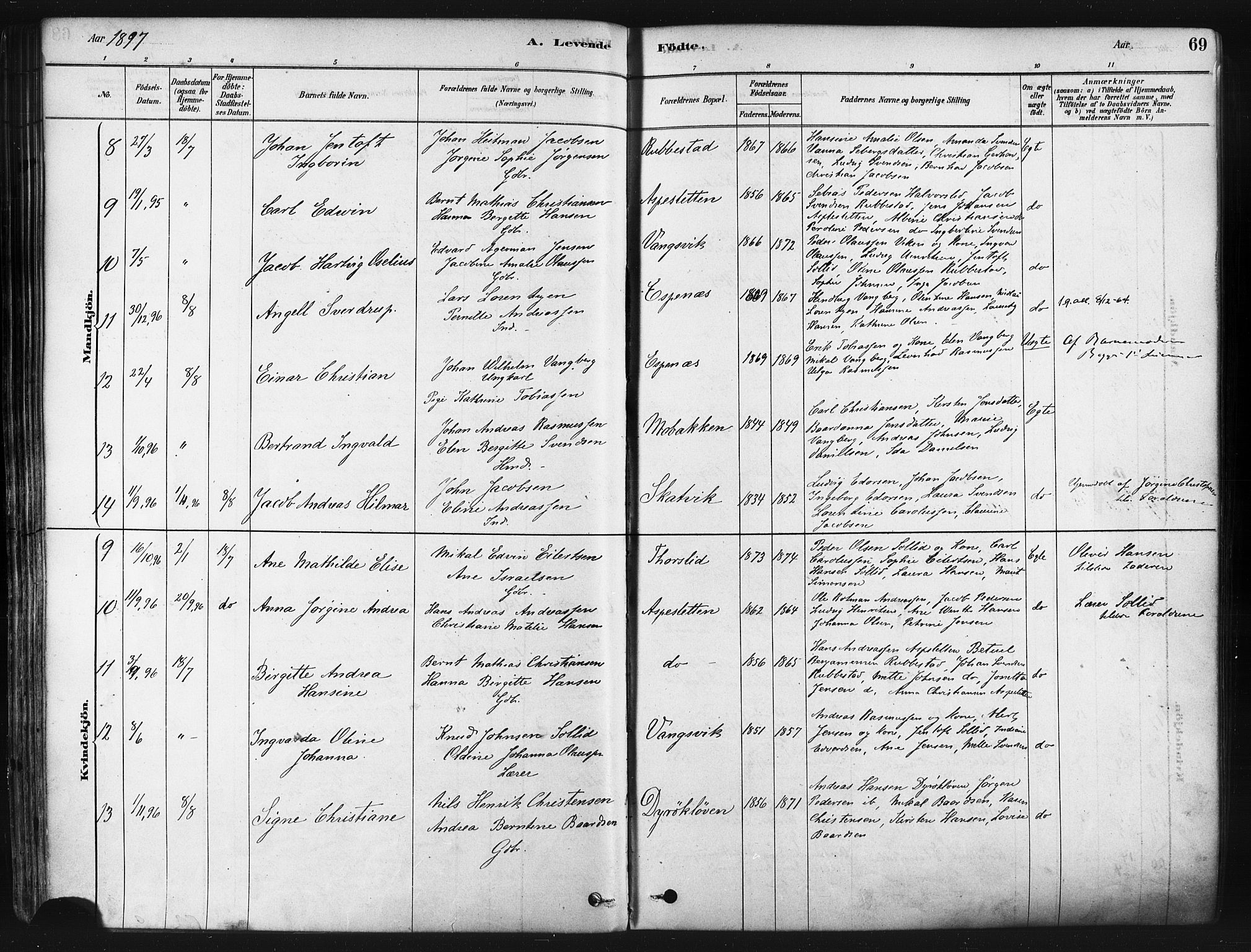 Tranøy sokneprestkontor, AV/SATØ-S-1313/I/Ia/Iaa/L0009kirke: Parish register (official) no. 9, 1878-1904, p. 69