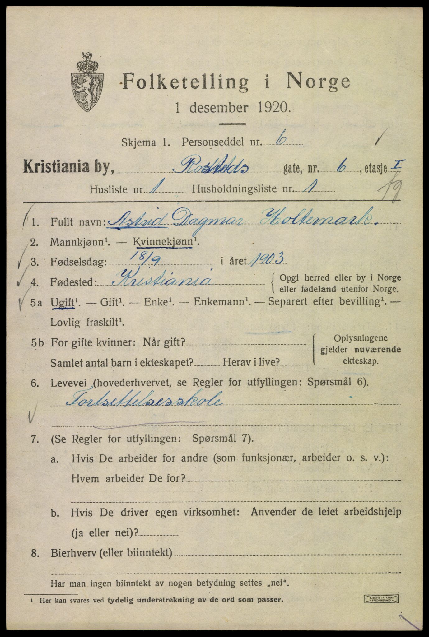 SAO, 1920 census for Kristiania, 1920, p. 467881