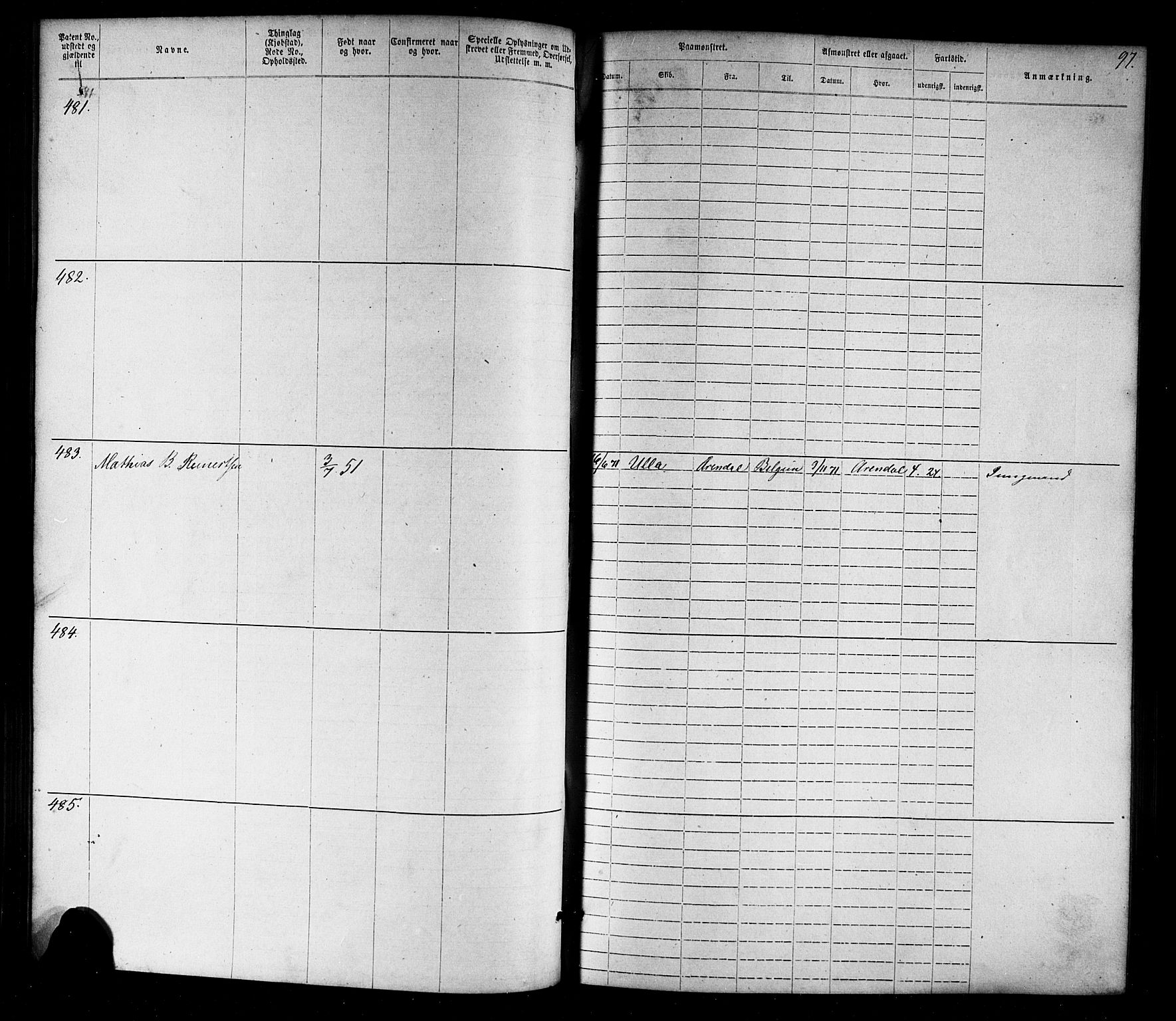 Farsund mønstringskrets, AV/SAK-2031-0017/F/Fa/L0005: Annotasjonsrulle nr 1-1910 med register, Z-2, 1869-1877, p. 123